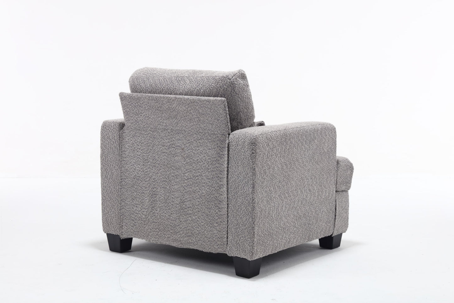 Elegant White and Gray Modern Chair for Living Room or Sofas, with Square Armrest and Removable Back Cushion