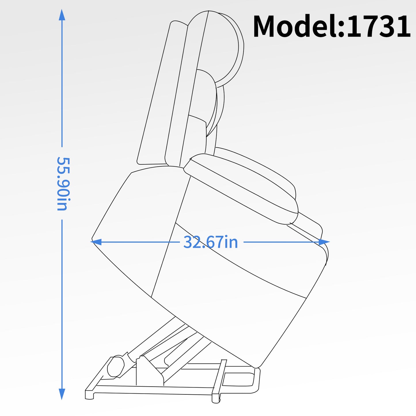 Grey Lift Recliner Chair with Massage, Heat, USB Ports, and Lumbar Support