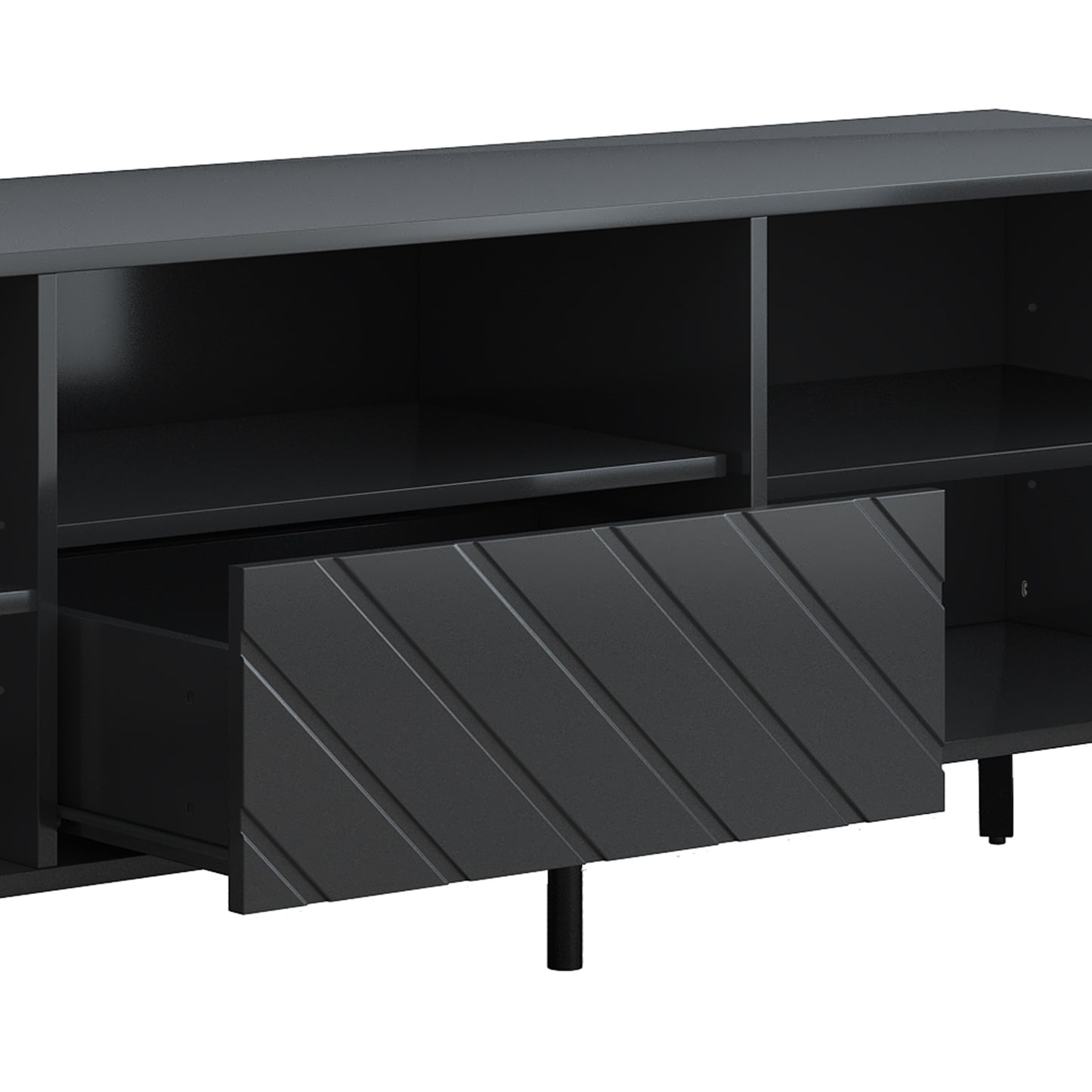 Sleek TV Console Stand with Adjustable Shelves and Drawer for Living Room