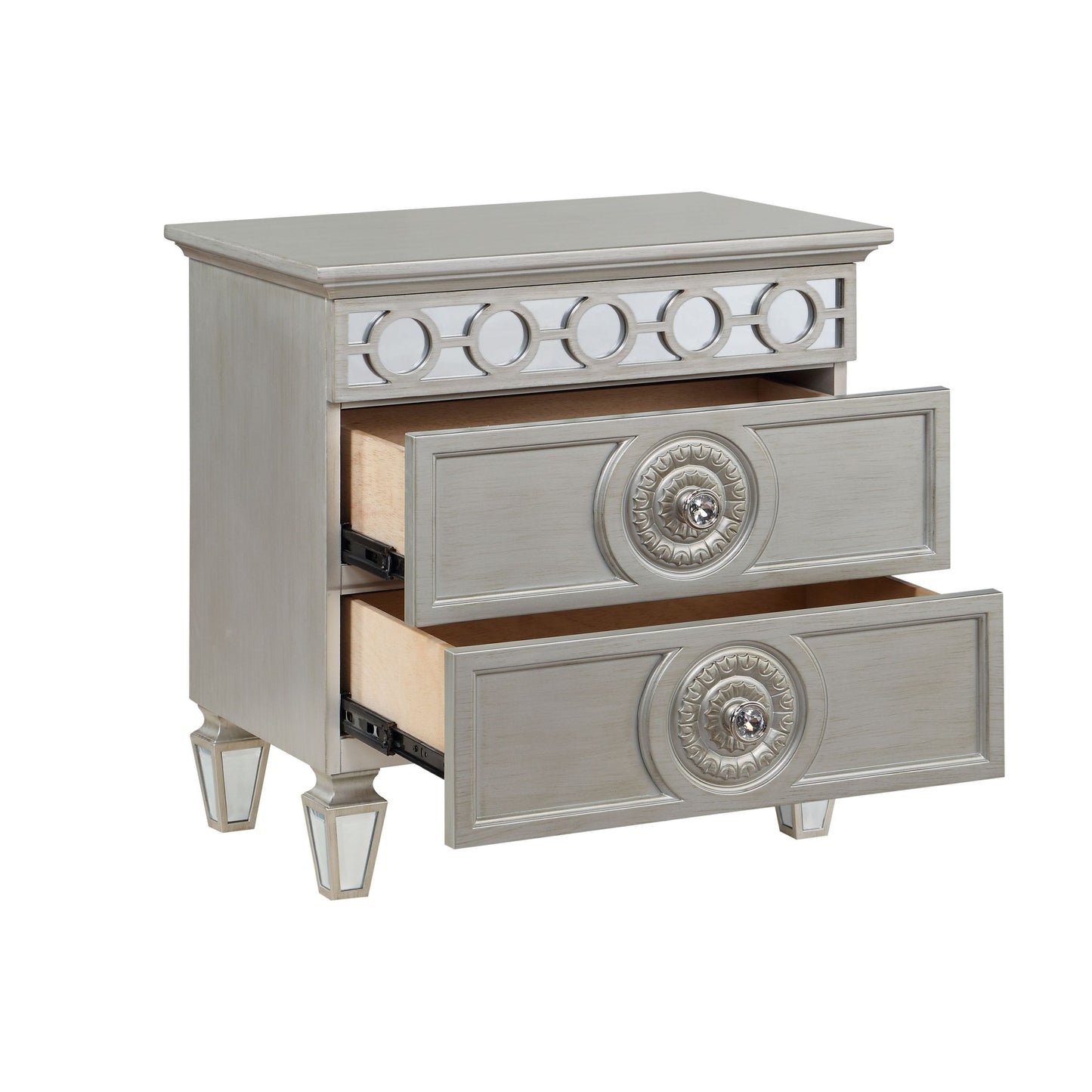 Varian Nightstand, Silver & Mirrored Finish BD01280