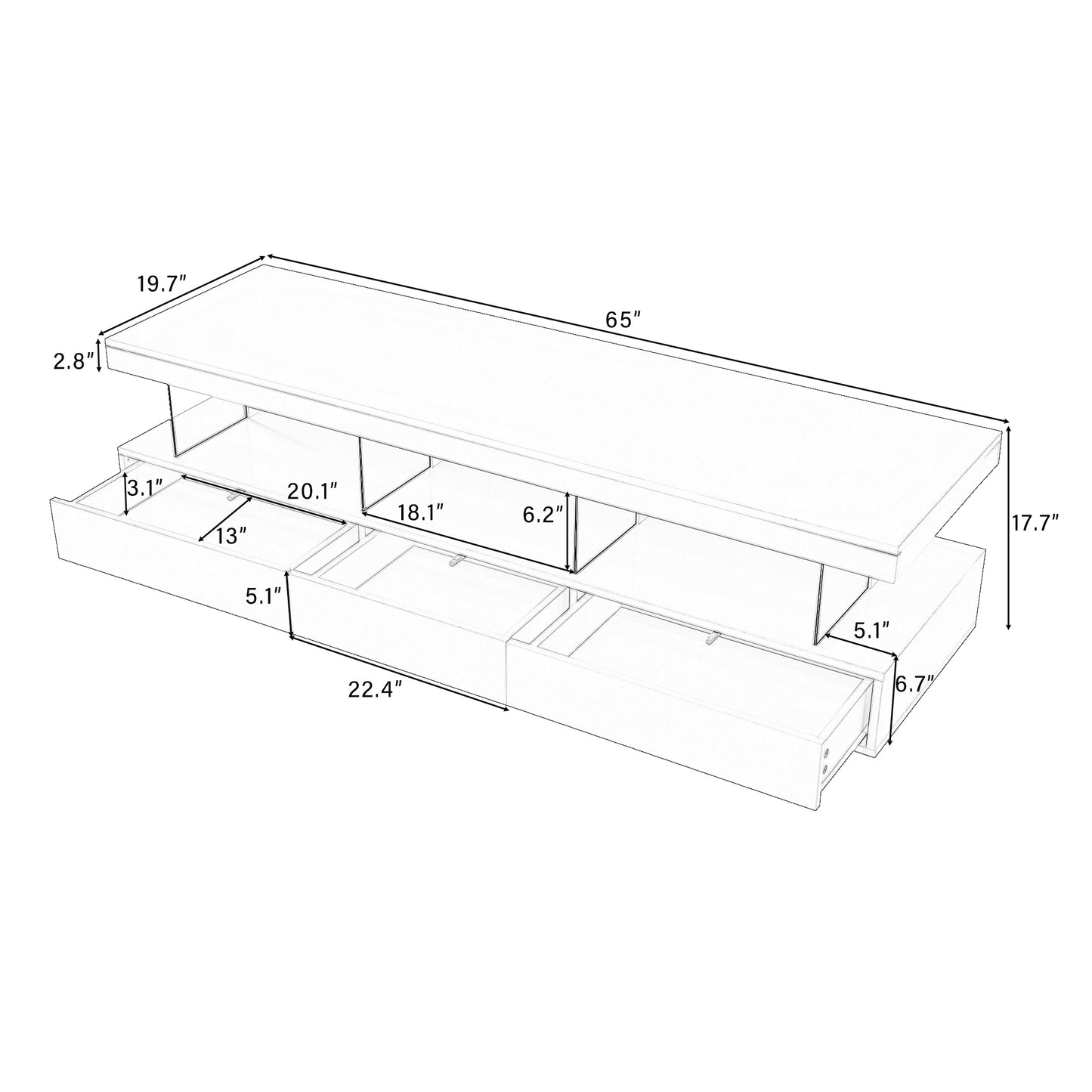 Sleek LED TV Stand with 16 Color Options and Abundant Storage for 70 TVs