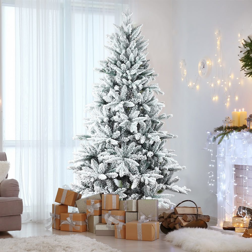 Elegant White Flocked Artificial Christmas Tree with High-Quality Materials