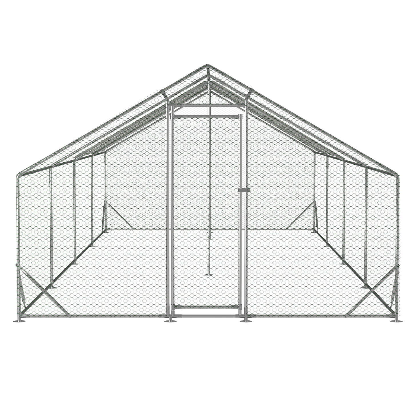 Large Metal Chicken Coop, Walk-in Chicken Run,Galvanized Wire Poultry Chicken Hen Pen Cage, Rabbits Duck Cages with Waterproof and Anti-Ultraviolet Cover for Outside(10' L x 26' W x 6.56' H)