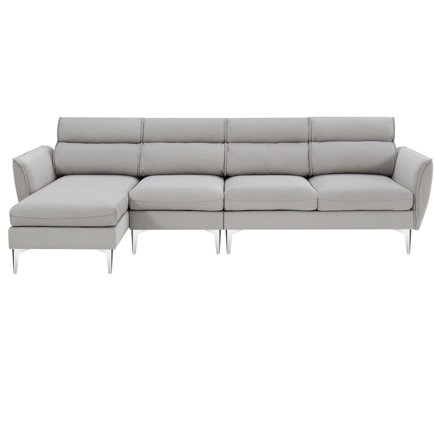 Convertible L-Shape Sectional Sofa with Chaise and Flannel Upholstery