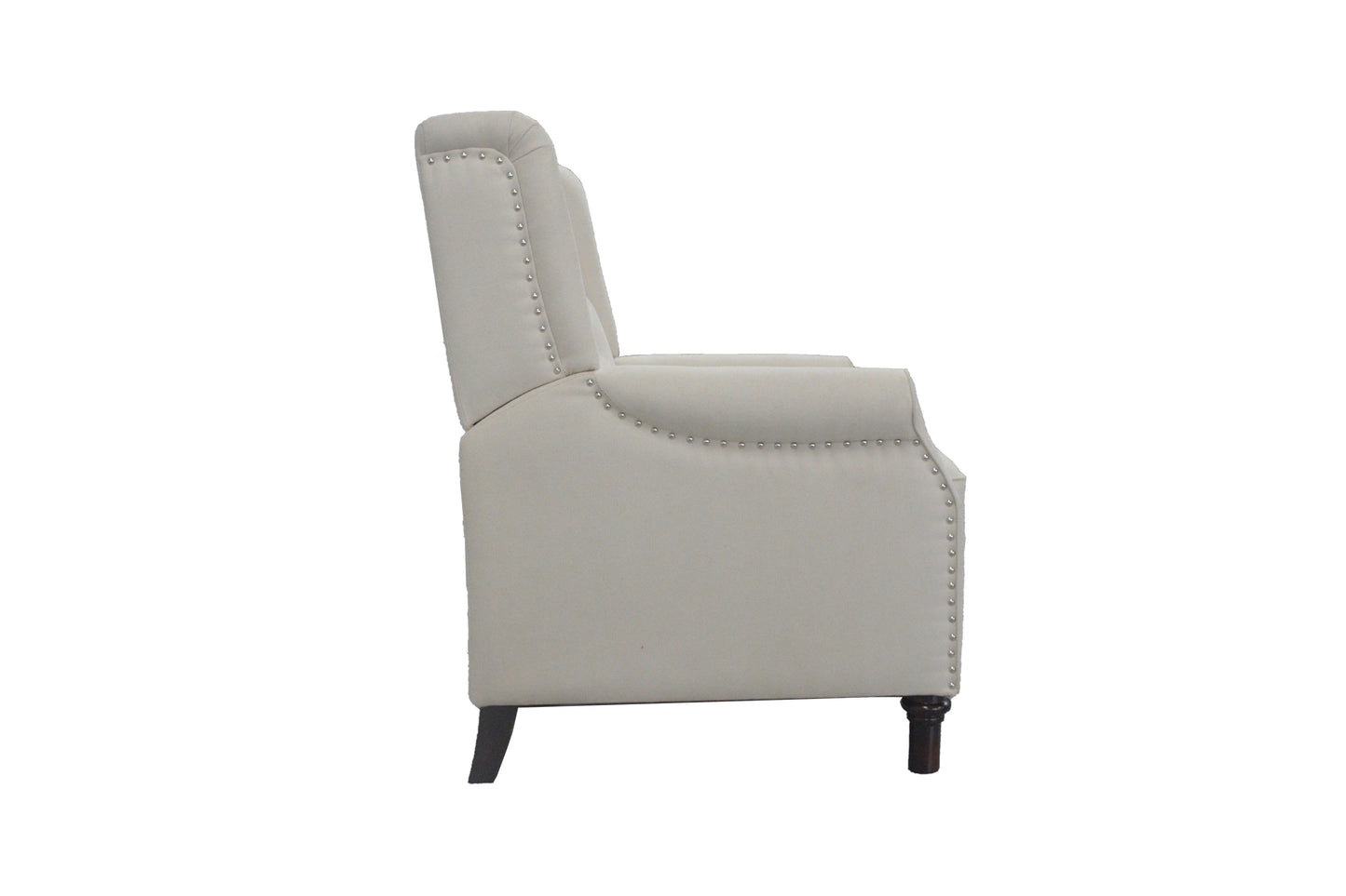 Beige Fabric Recliner Armchair with Adjustable Back and Padded Cushion