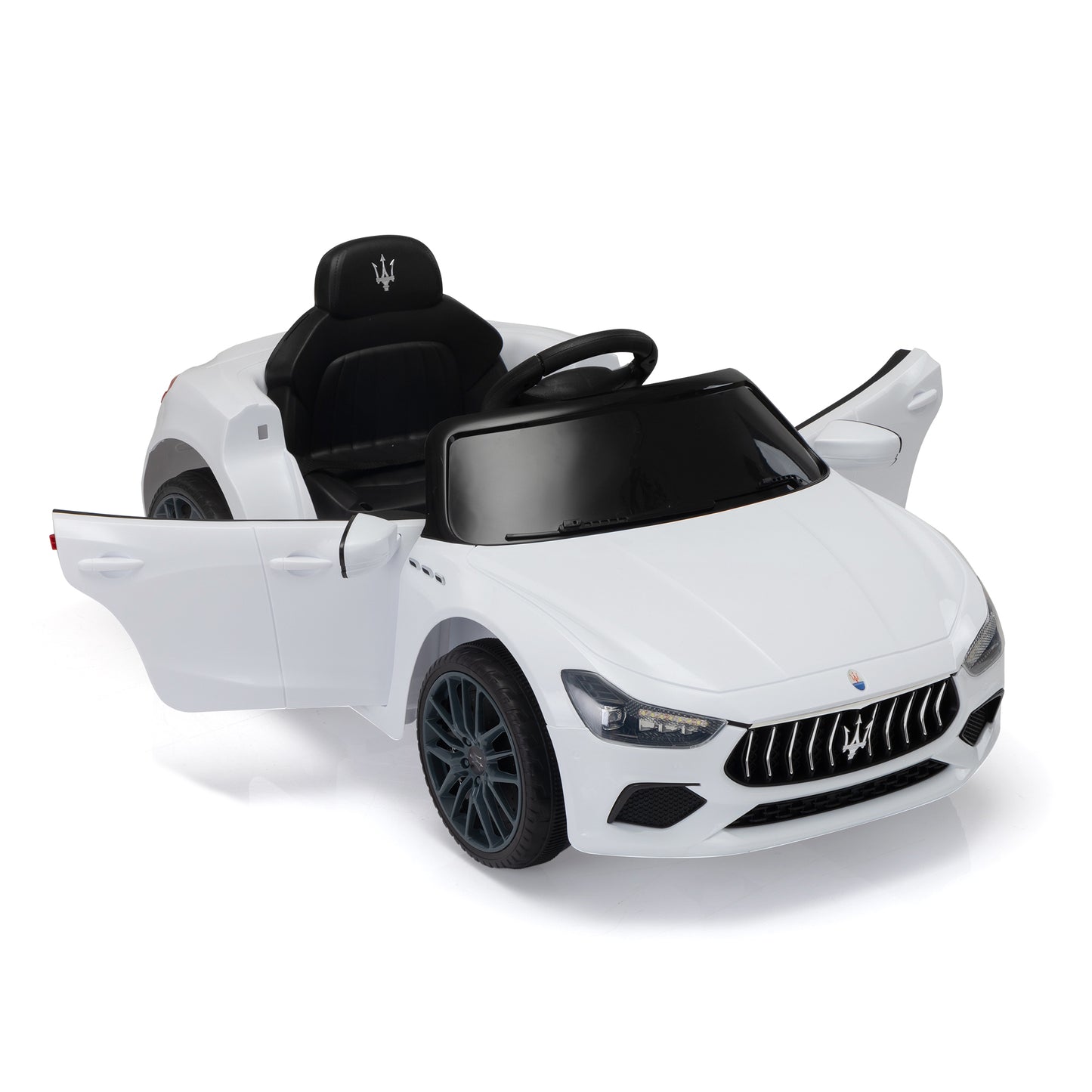 Maserati Ghibli-licensed 12V Kids Ride on Car with Remote Control, Music and Lights,White