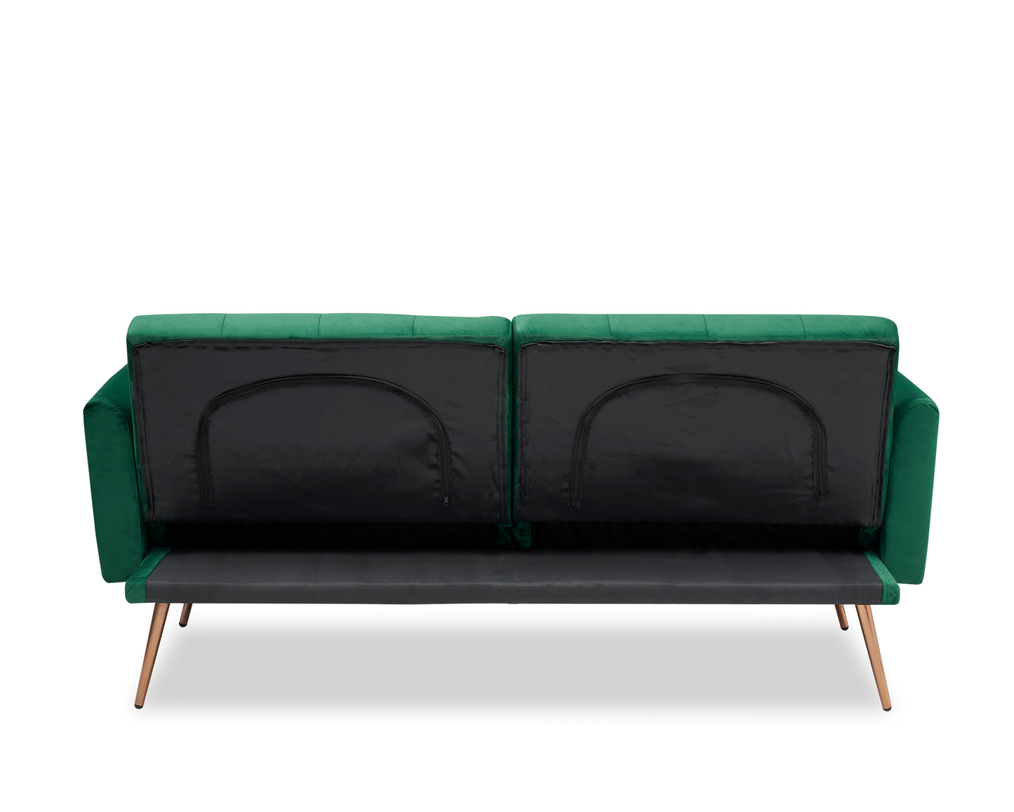 Elegant Green Velvet Sofa Bed with Throw Pillow and Midfoot