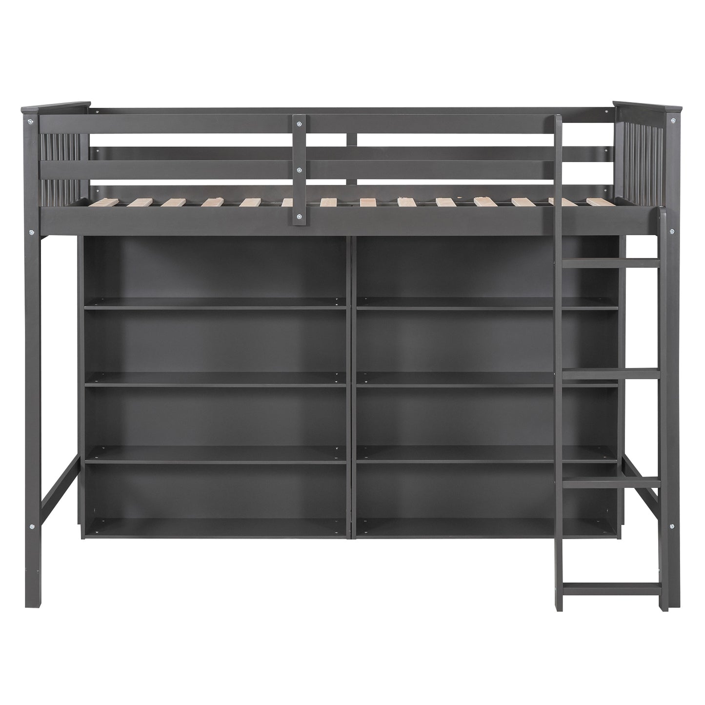 Twin Size Loft Bed with 8 Open Storage Shelves and Built-in Ladder, Gary(Expected Arrival Time:1.5)