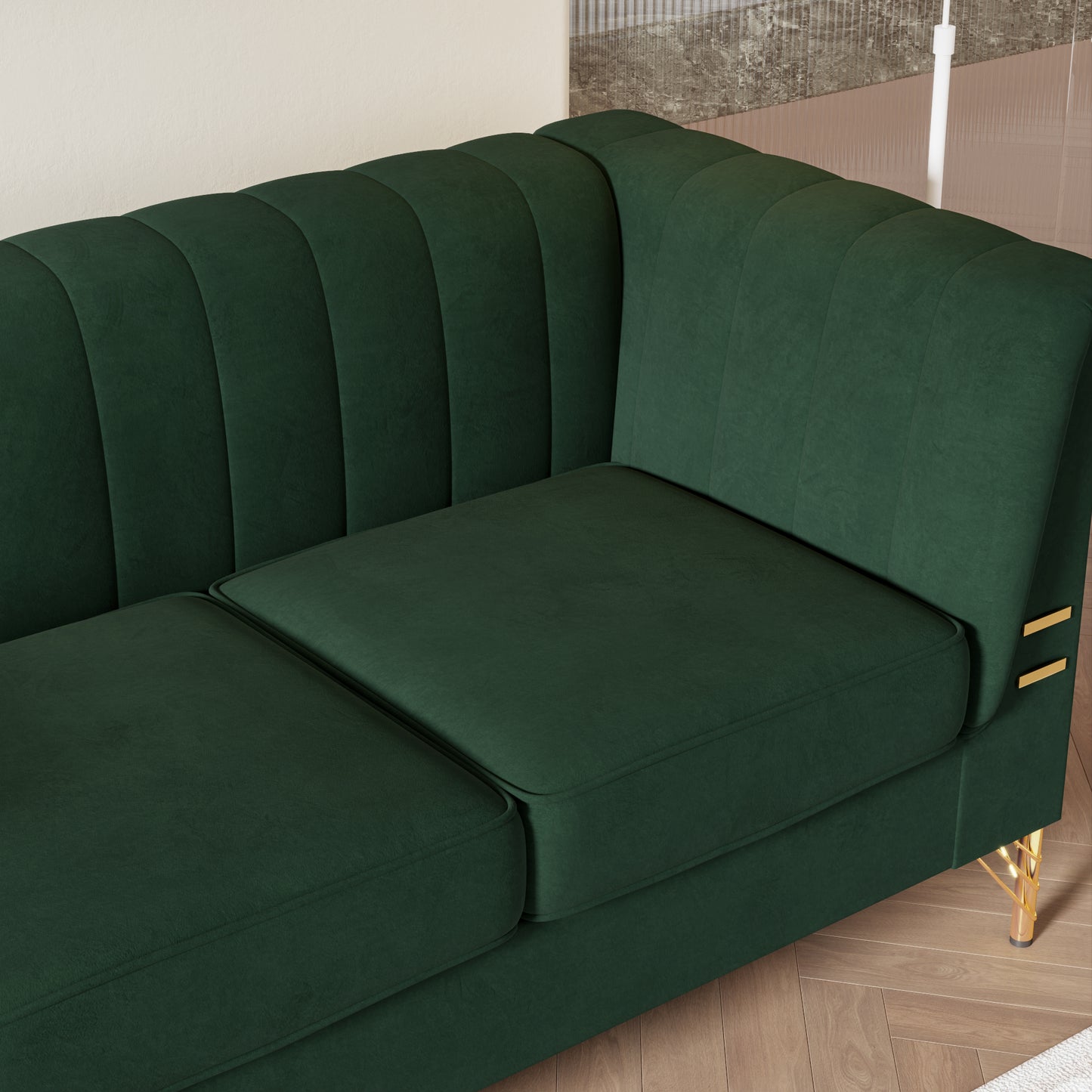 FX-P82-GR(sofa)-82.67'' W Velvet Sofa, Mid-Century Sofa Furniture Chesterfield Couch for Living Room (Sofa, Green)