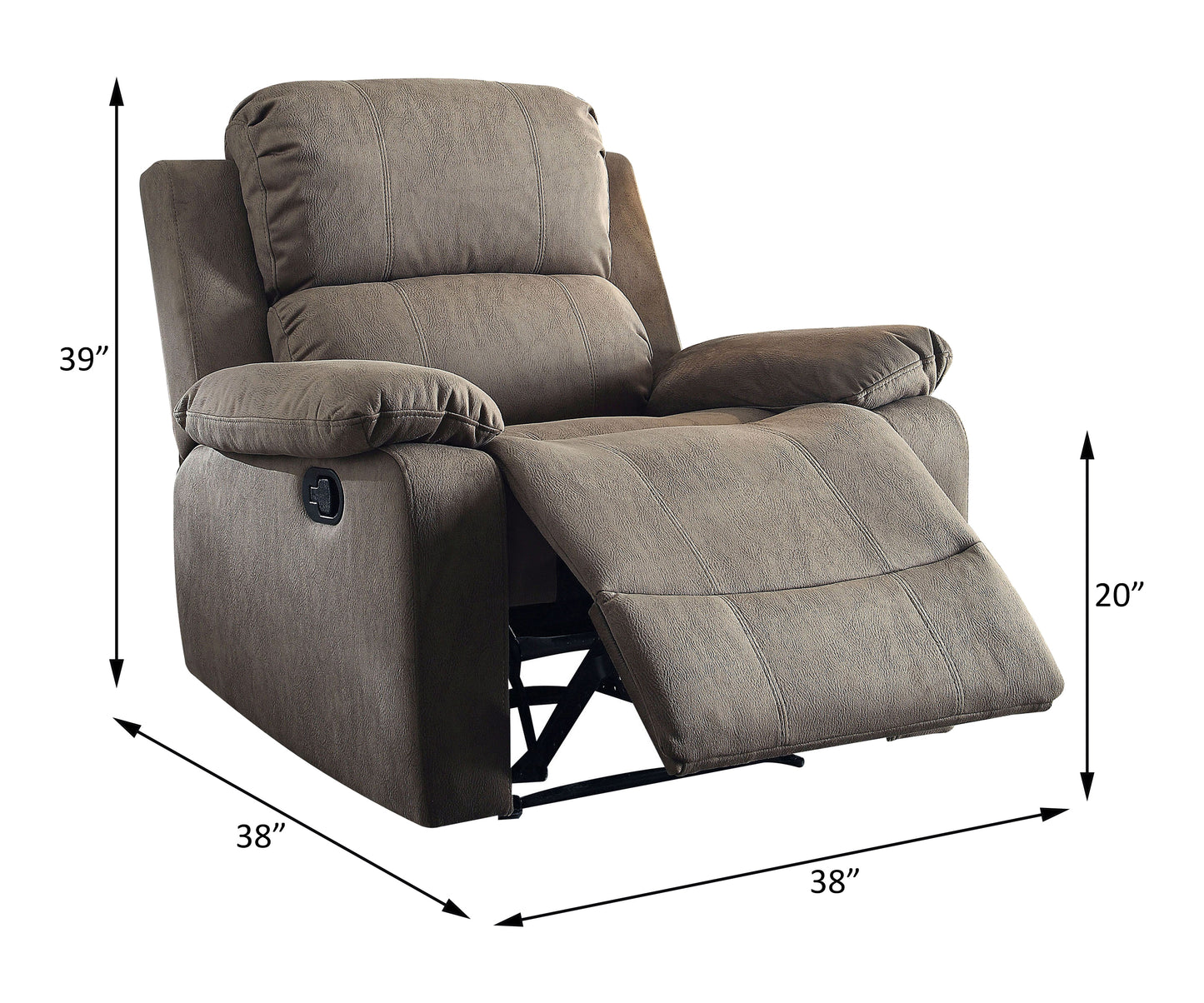 Taupe Polished Microfiber Bina Recliner with Motion