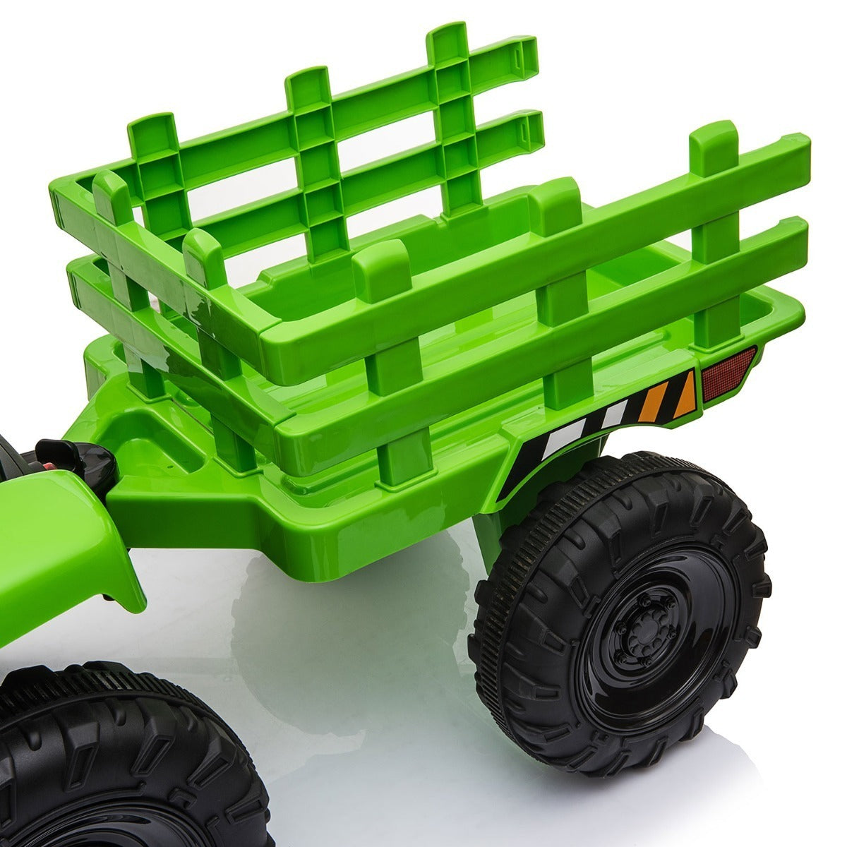 12V Kids Ride-On Tractor with Trailer and Music, Light Green Electric Car for 3-6 Year Olds