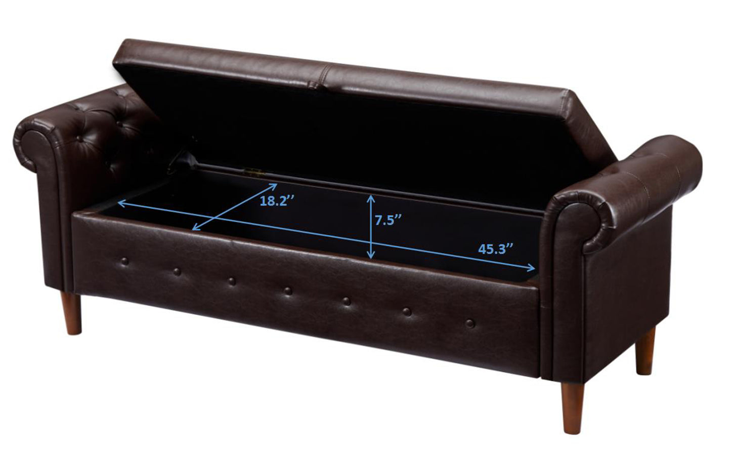 Brown Multifunctional Storage Rectangular Sofa Stool