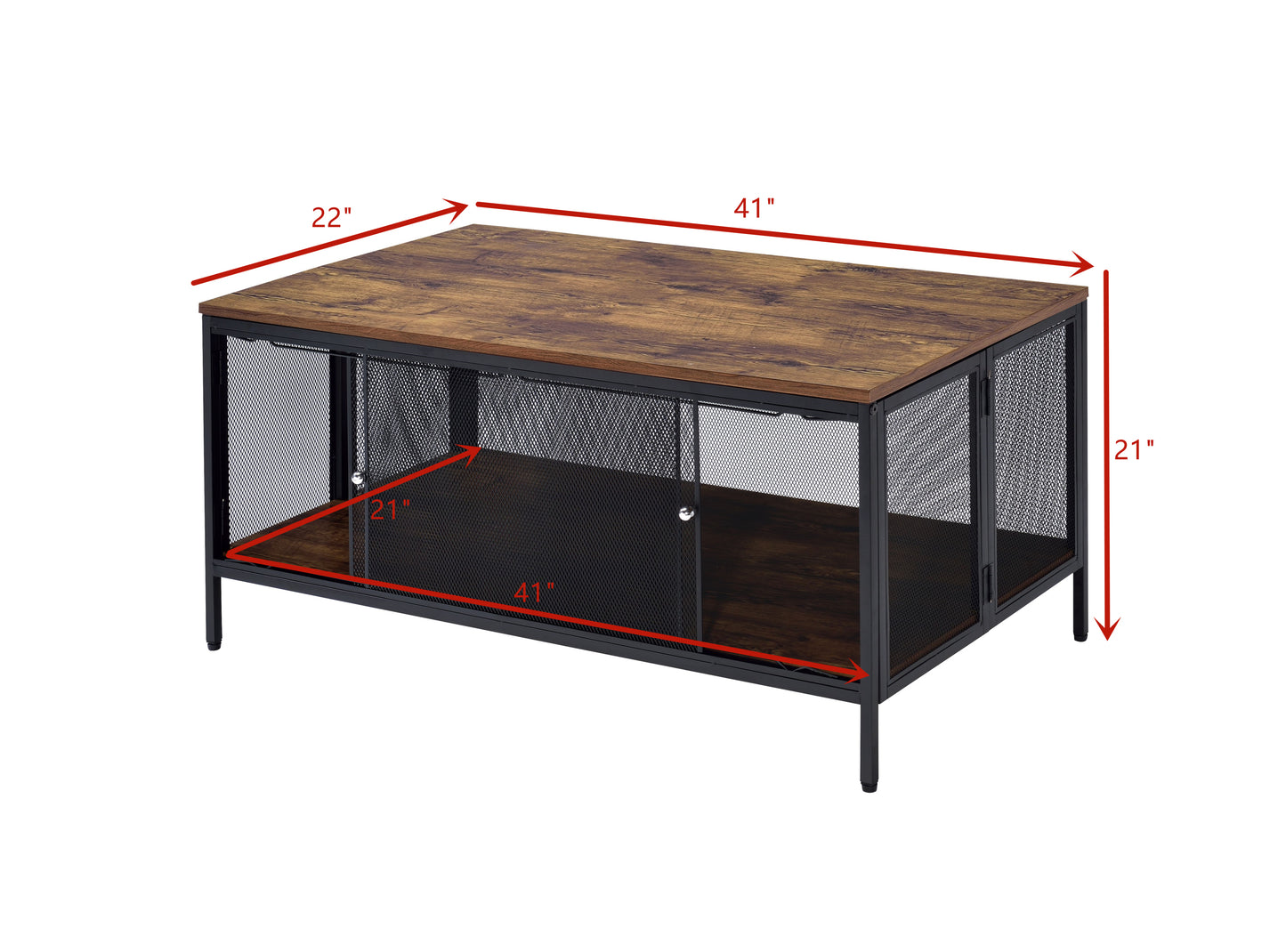 Winam Antique Oak & Black Coffee Table with Foldable Design