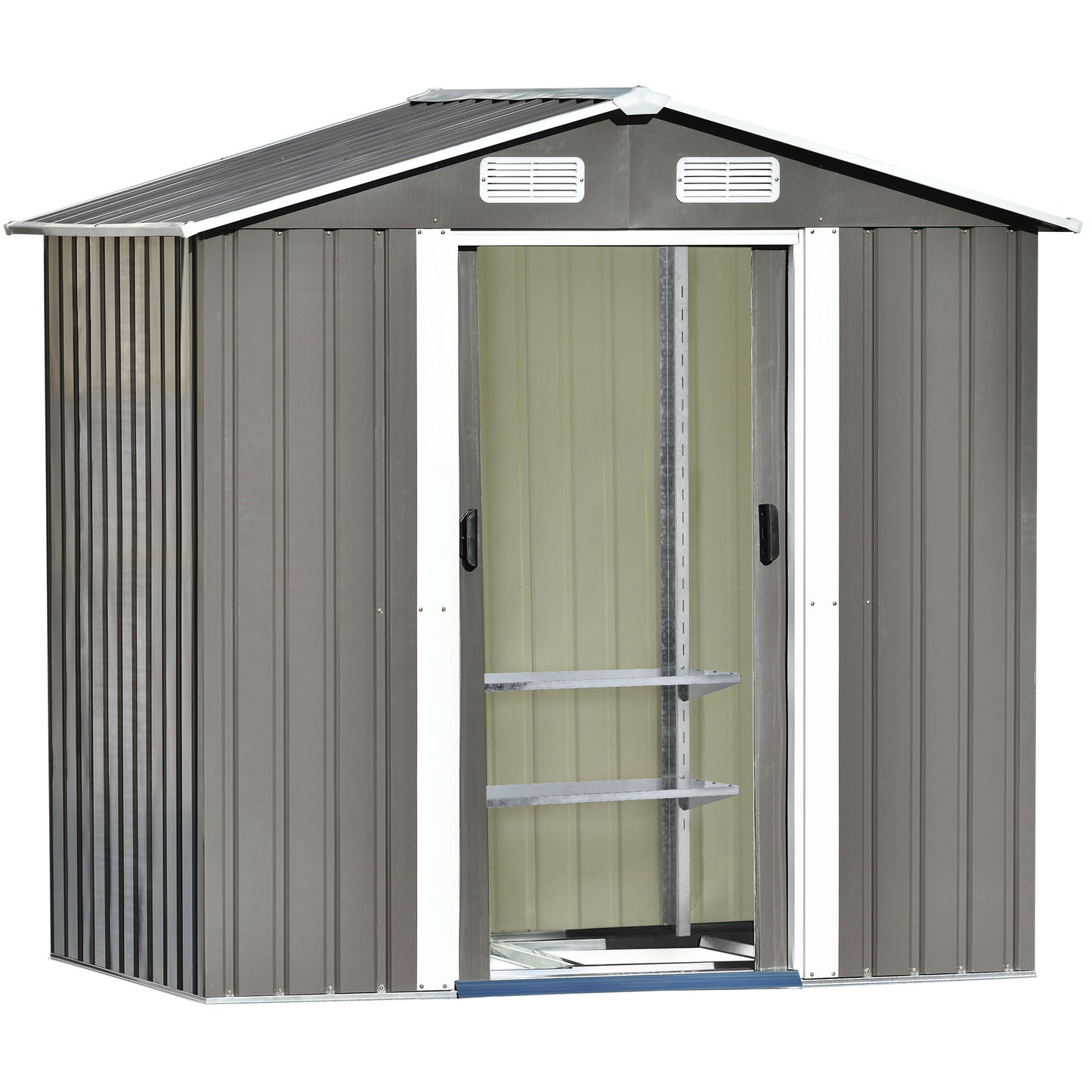 Patio 6ft x4ft Bike Shed Garden Shed, Metal Storage Shed with Adjustable Shelf and Lockable Door, Tool Cabinet with Vents and Foundation for Backyard, Lawn, Garden, Gray