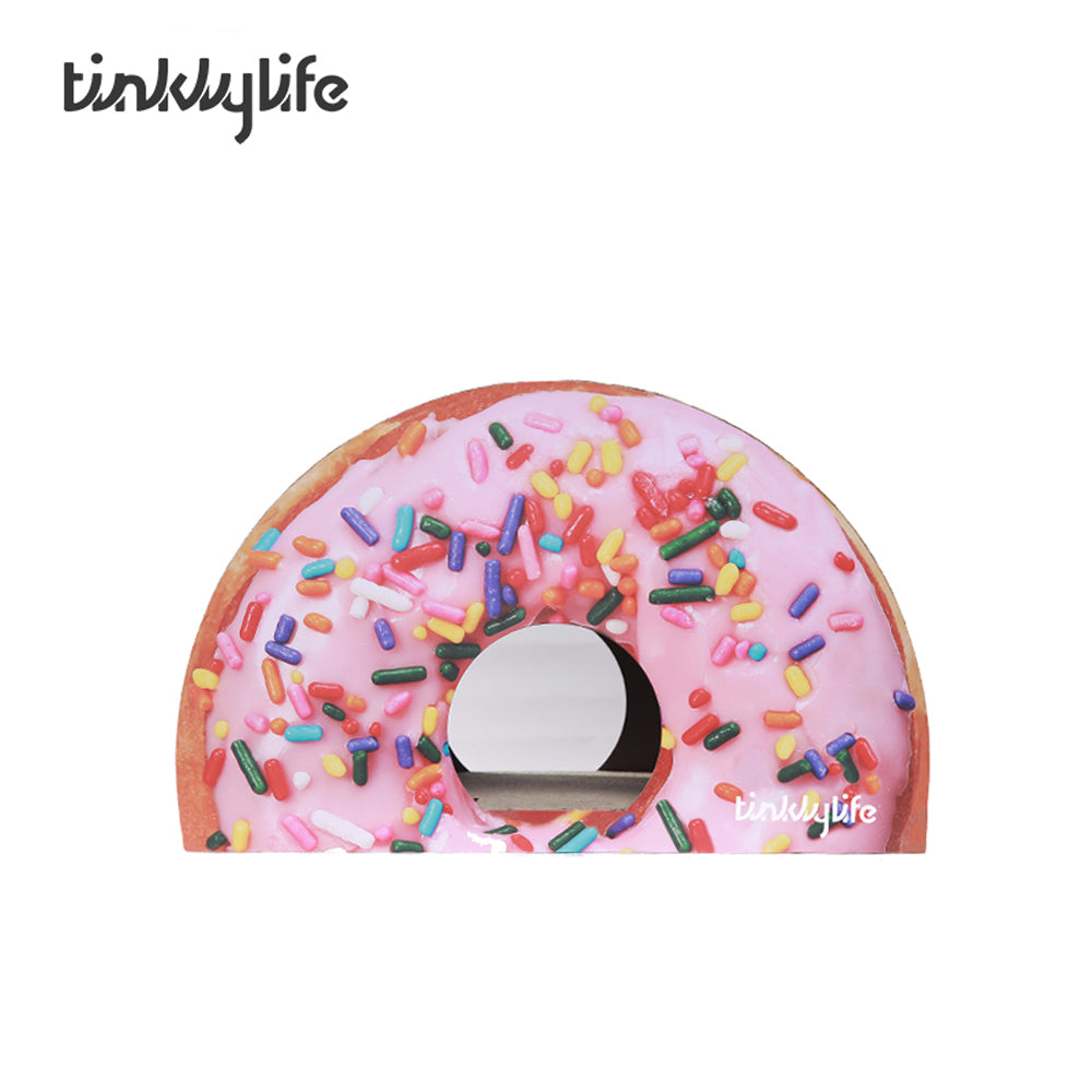 Tinklylife Cat Condo Scratcher Post Cardboard, Looking Well with Delicious Doughnut Shape Cat Scratching House Bed Furniture Protector, Pink Colour