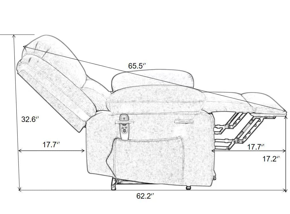 Electric Power Recliner Chair With Massage, Lumbar Heating, and Multi-function Lift, Adjustable Angle and Side Pocket