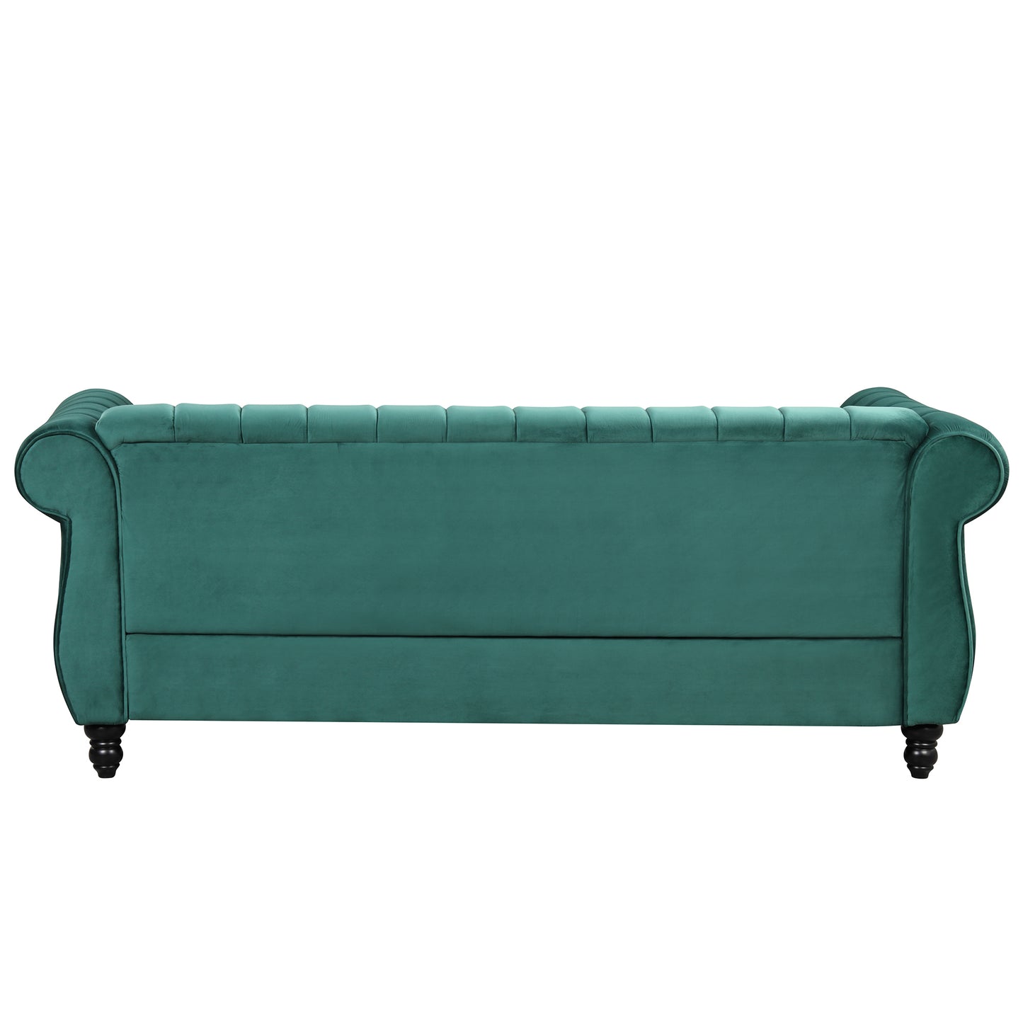 82.5 Modern Green Upholstered Chesterfield Sofa with Solid Wood Legs