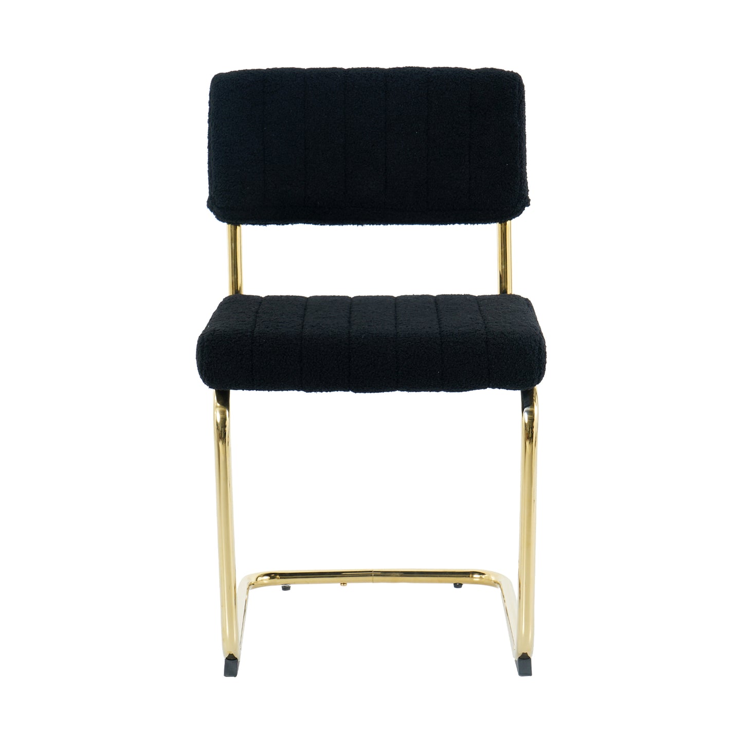 Modern simple light luxury dining Black chair home bedroom stool back dressing chair student desk chair gold metal legs(set of 2)