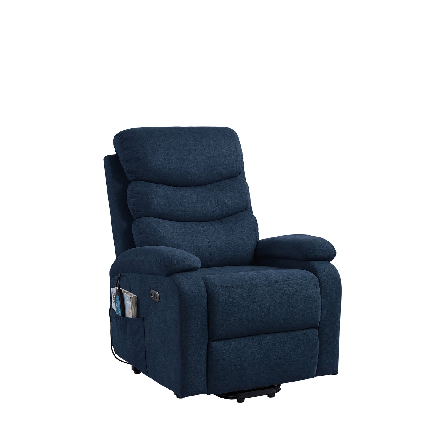 Electric Power Lift Recliner Chair Sofa with Heating, Massage, and USB Port in Soft Blue Fabric