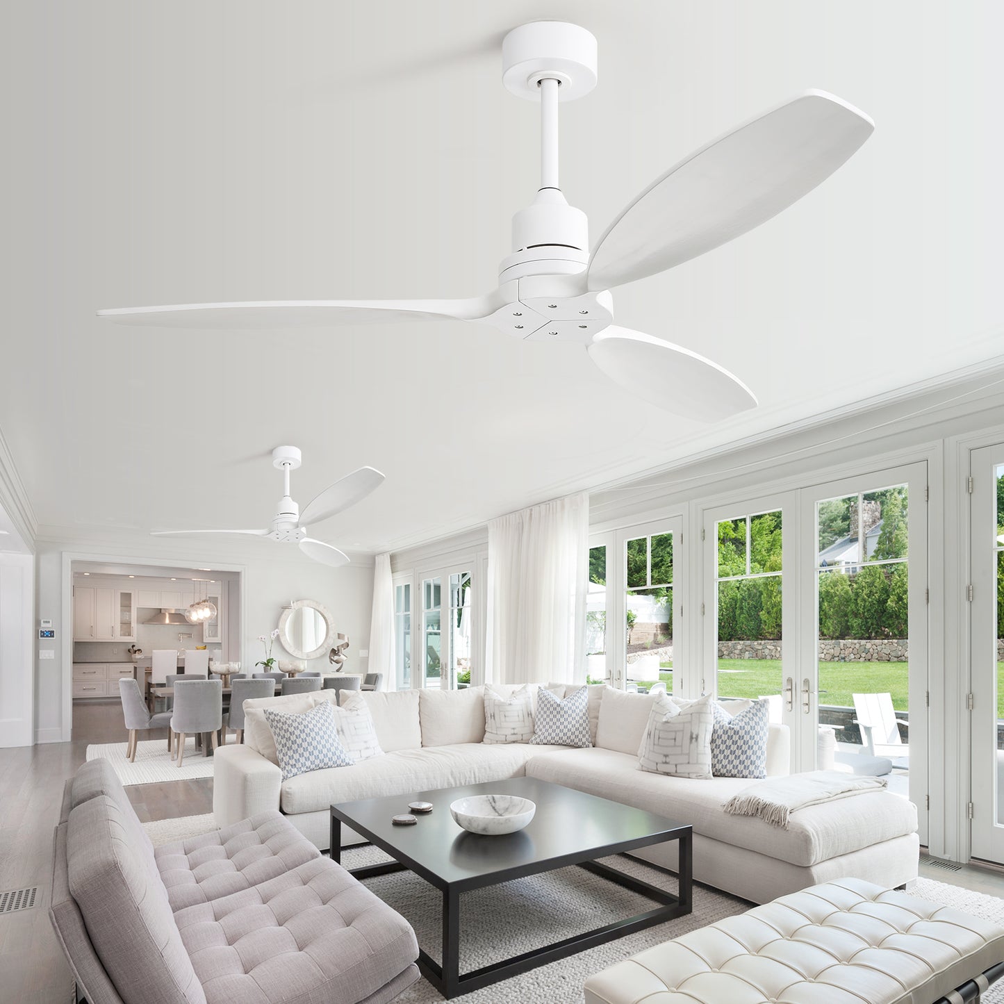 52 Modern Wood Blade Low Profile Ceiling Fan with Remote Control - Ideal for Patio Living Room