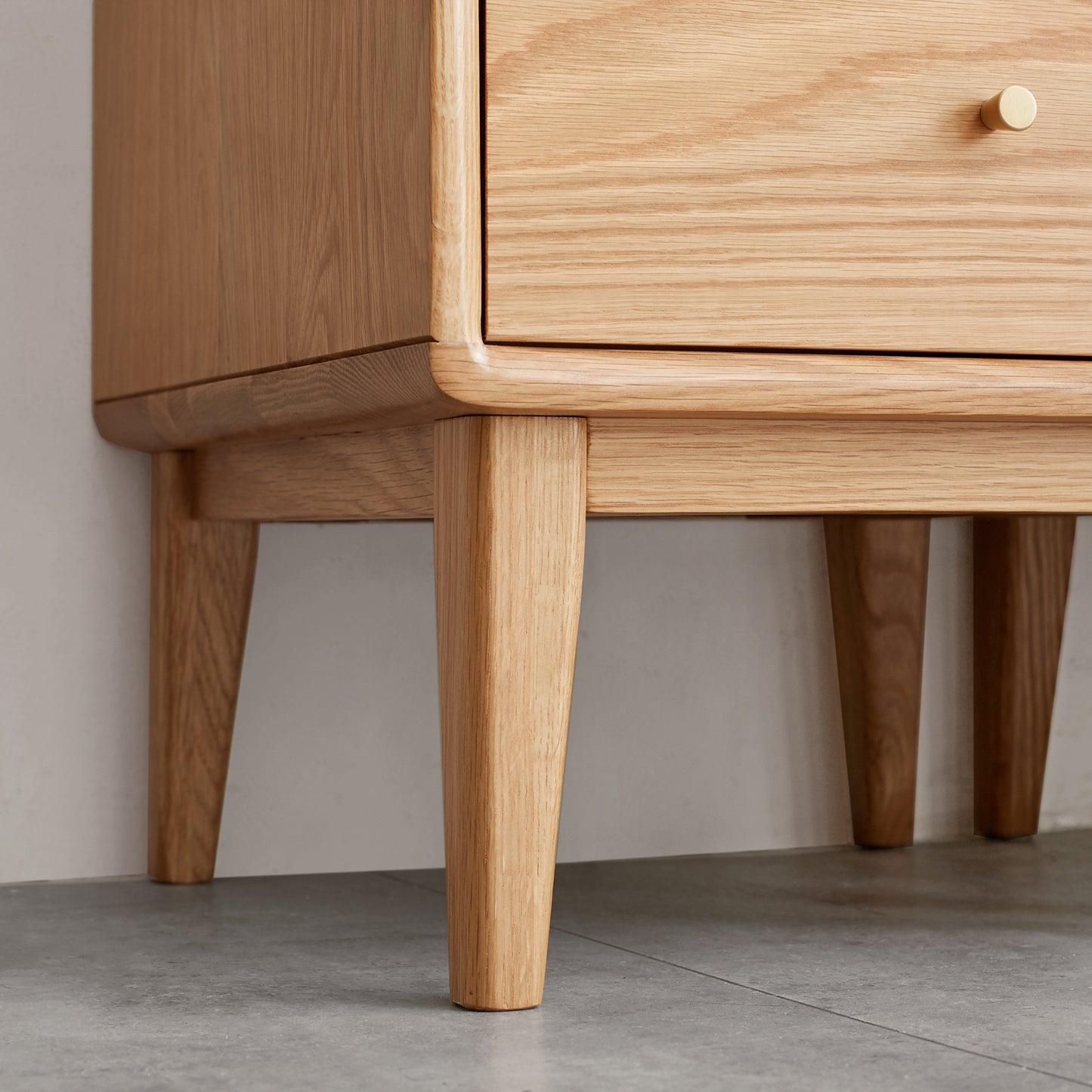 Elegant Oak Wood Corner Cabinet with Vintage Glass Door and Brass Handle