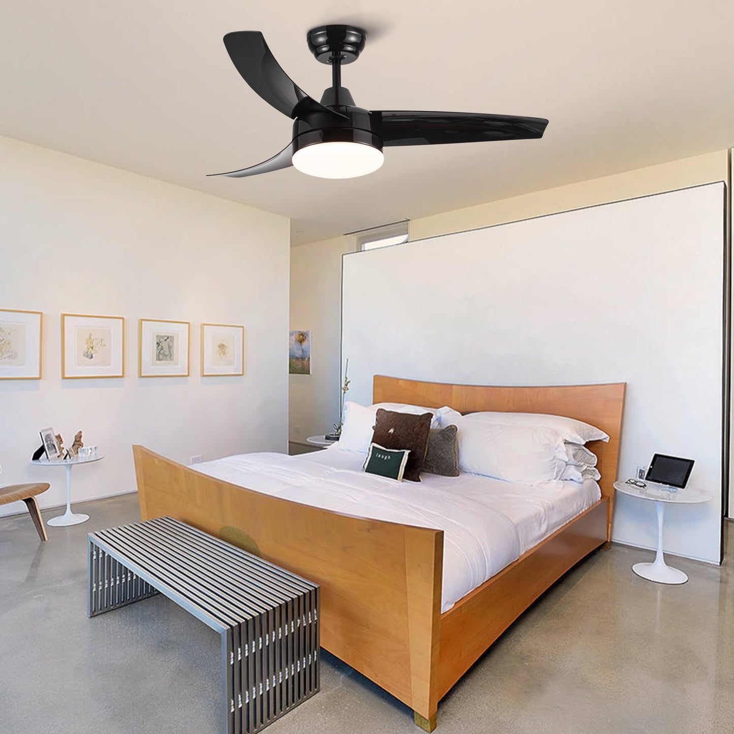 Modern Black Ceiling Fan with Smart LED Lighting