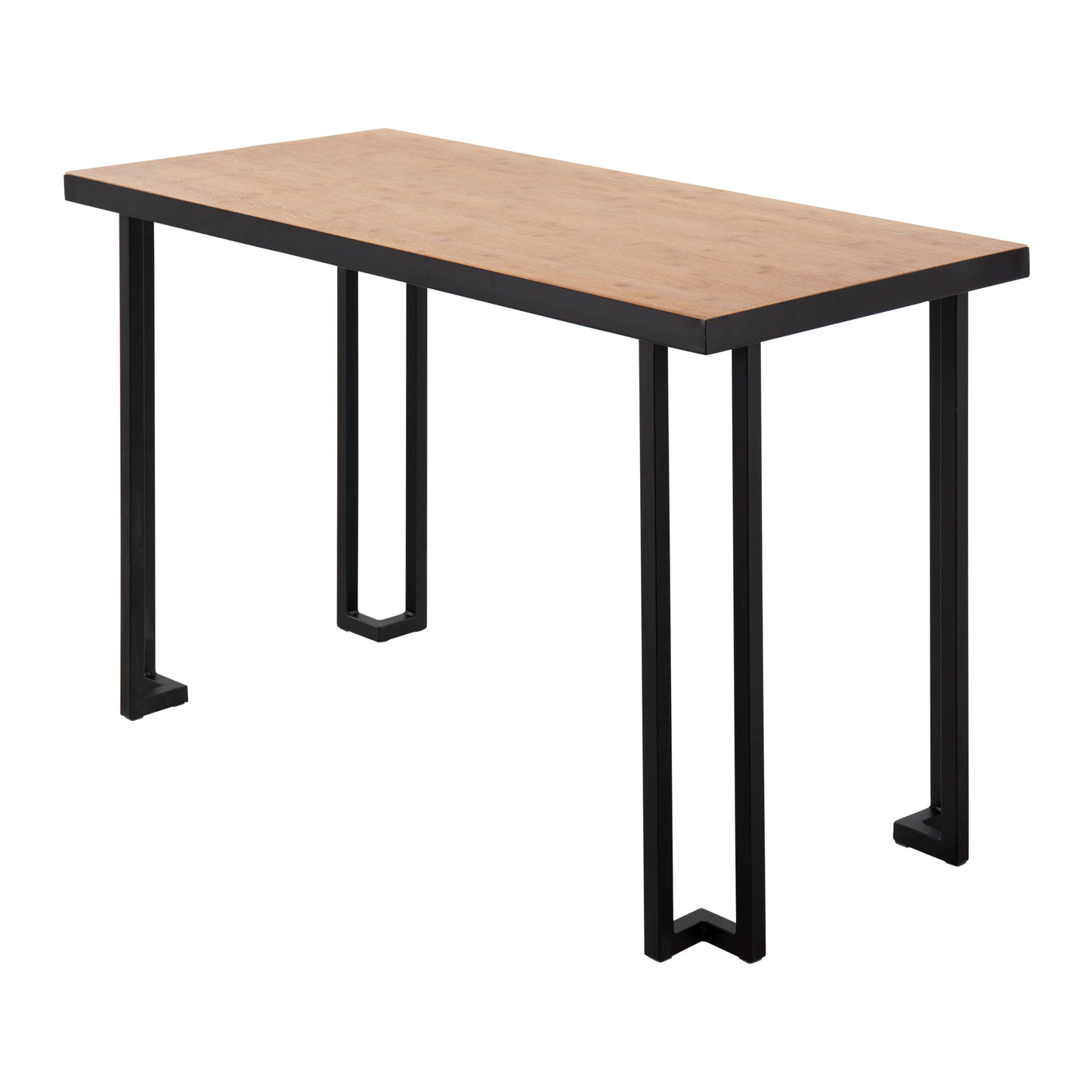 LumiSource Roman Industrial Desk with Natural Wood Top