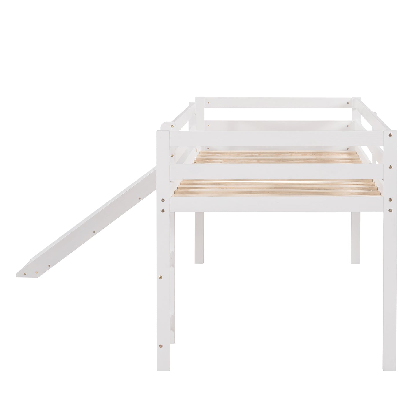 Loft Bed with Slide, Multifunctional Design, Twin (White)(: WF191904AAK)