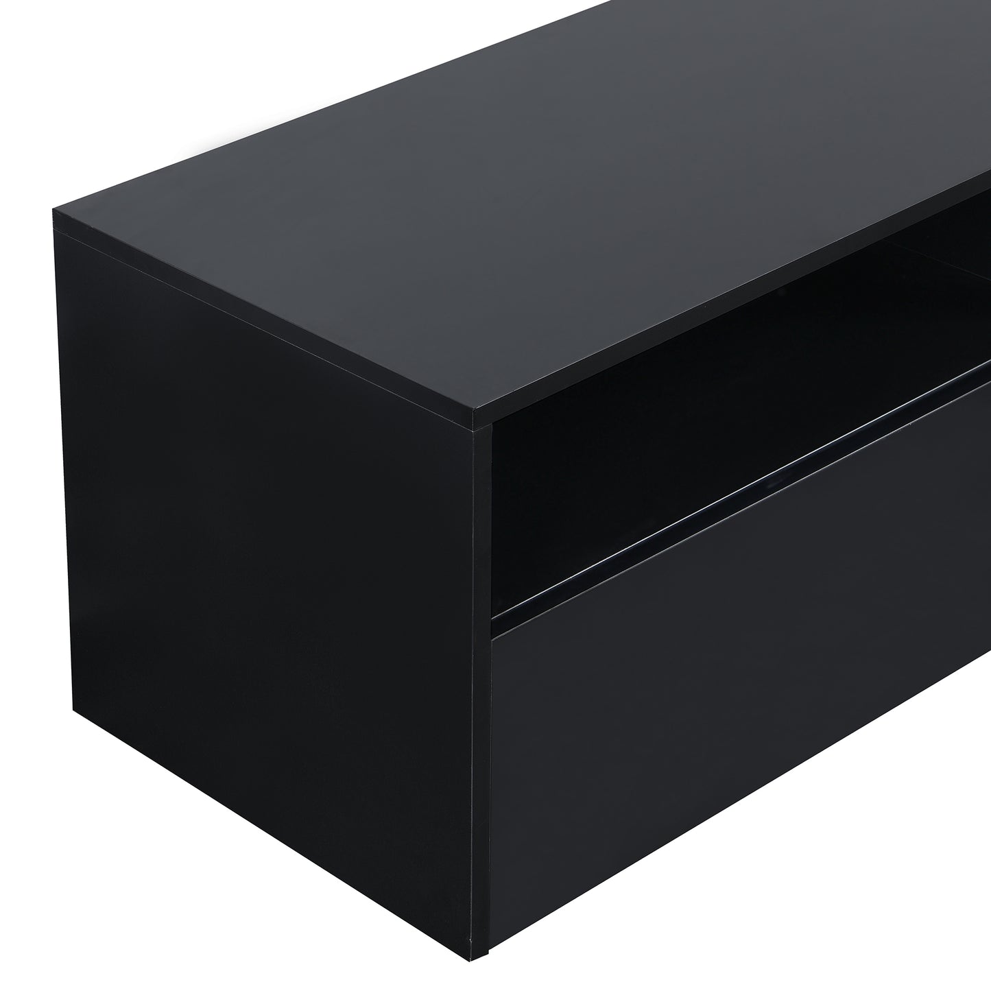 Modern Black High Gloss TV Stand with 9 Storage Cabinets