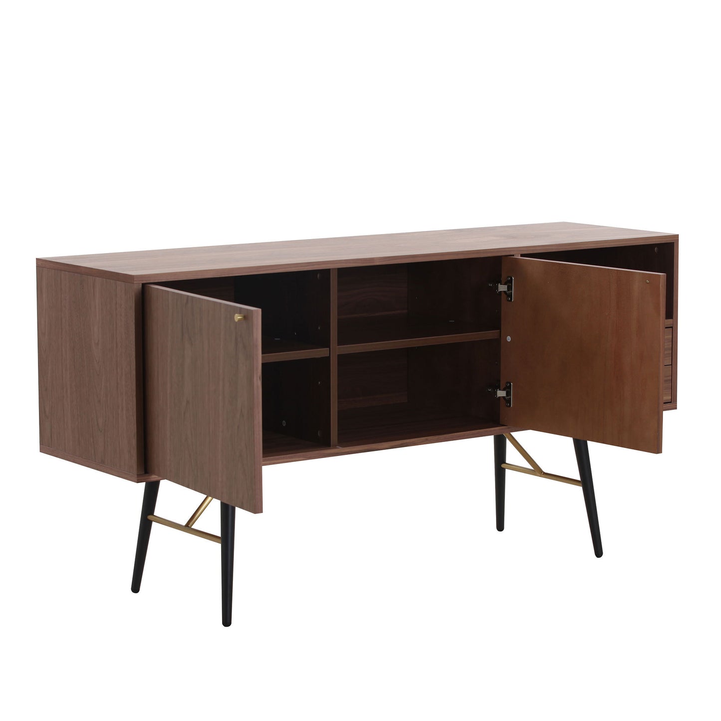 Versatile Modern Walnut Sideboard Buffet with Ample Storage and Waterproof Surface