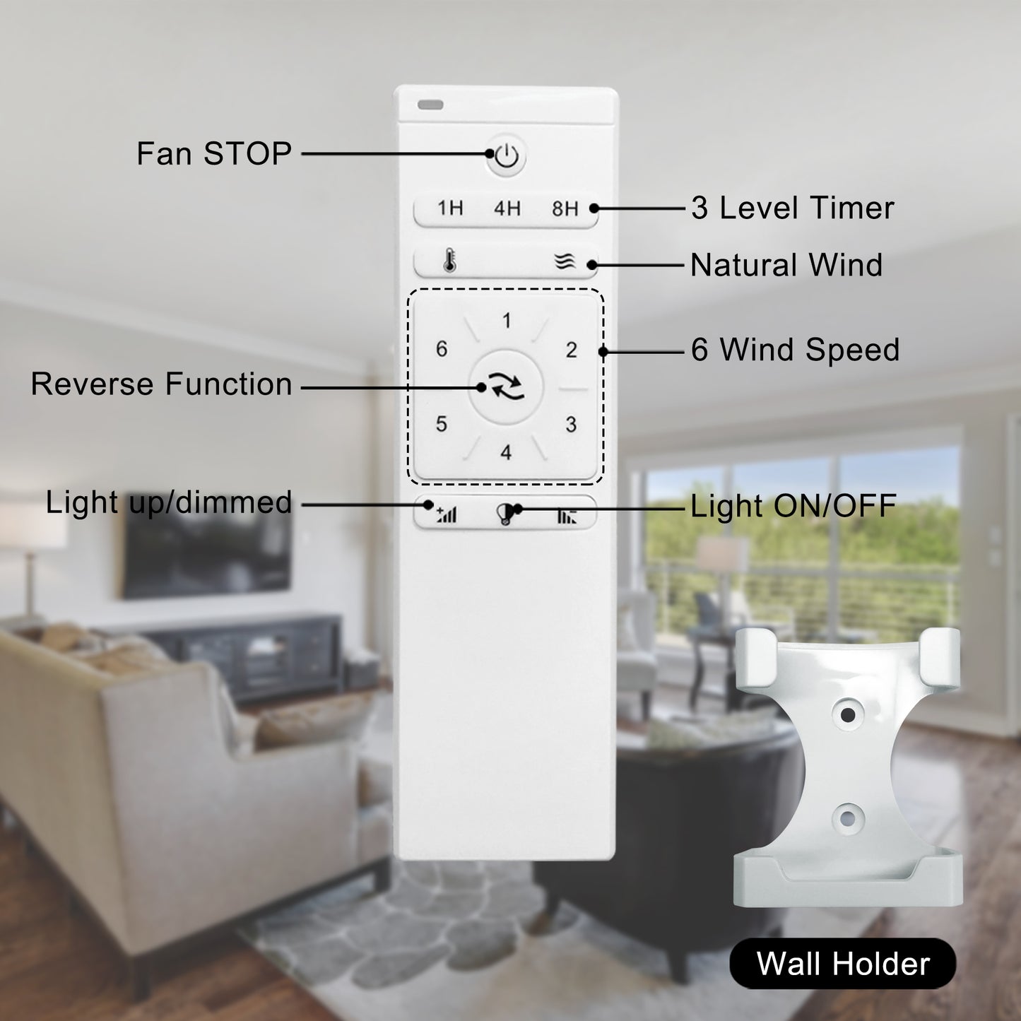 52 Modern White Wood Ceiling Fan with 6-Speed Remote-controlled DC Motor & Energy-saving Features