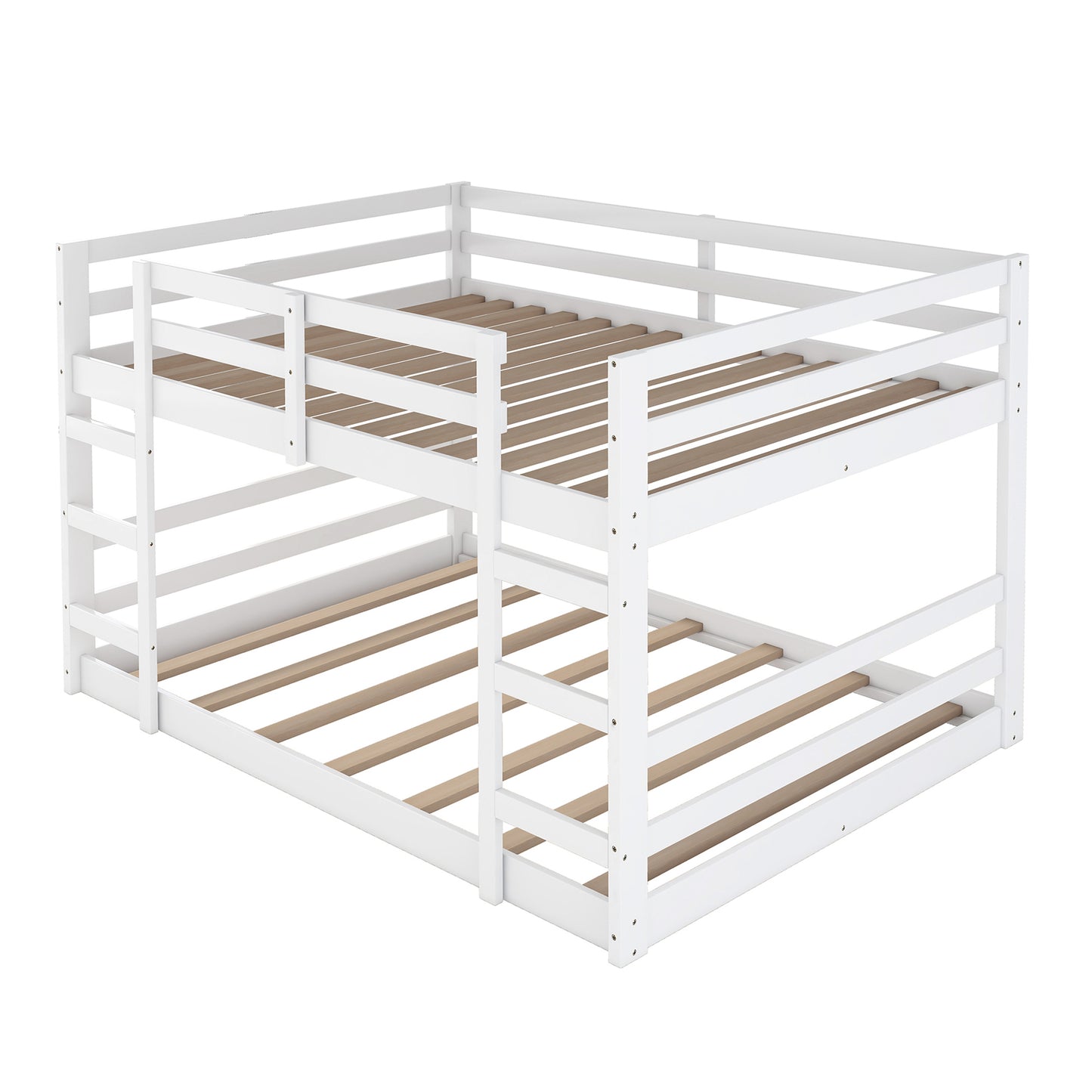 White Twin Over Full Bunk Bed with Ladder