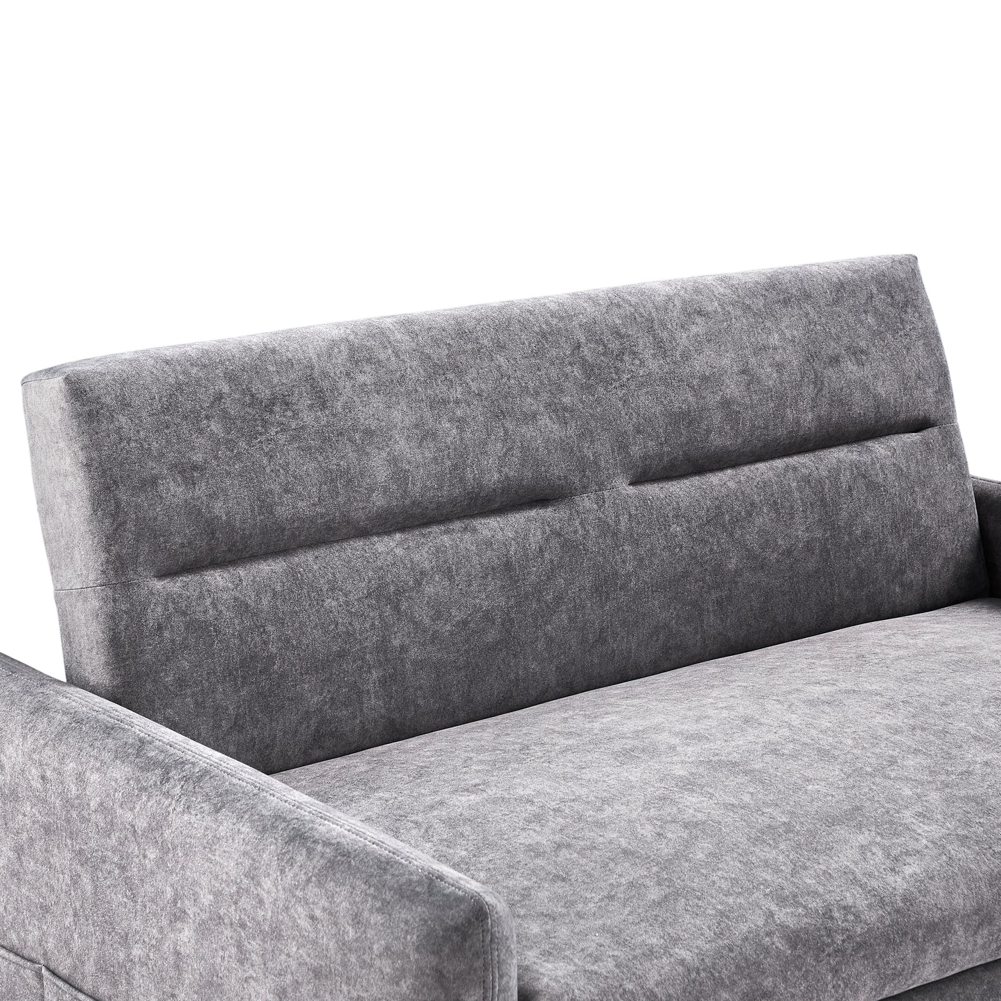 Adjustable Grey Loveseat Sofa Bed with USB Ports and Storage Pockets