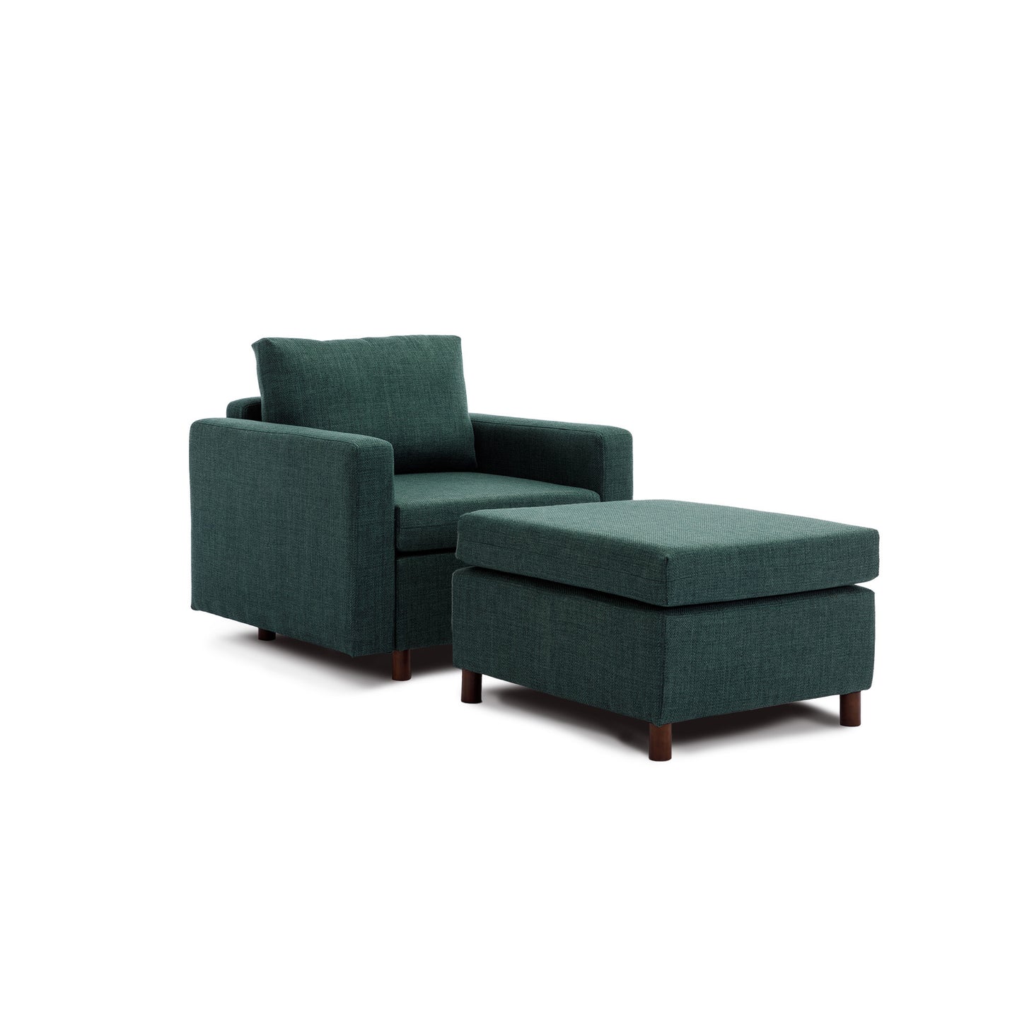 Single Seat Module Sofa Sectional Couch With Armrest With 1 Ottoman,Cushion Covers Non-removable and Non-Washable,Green