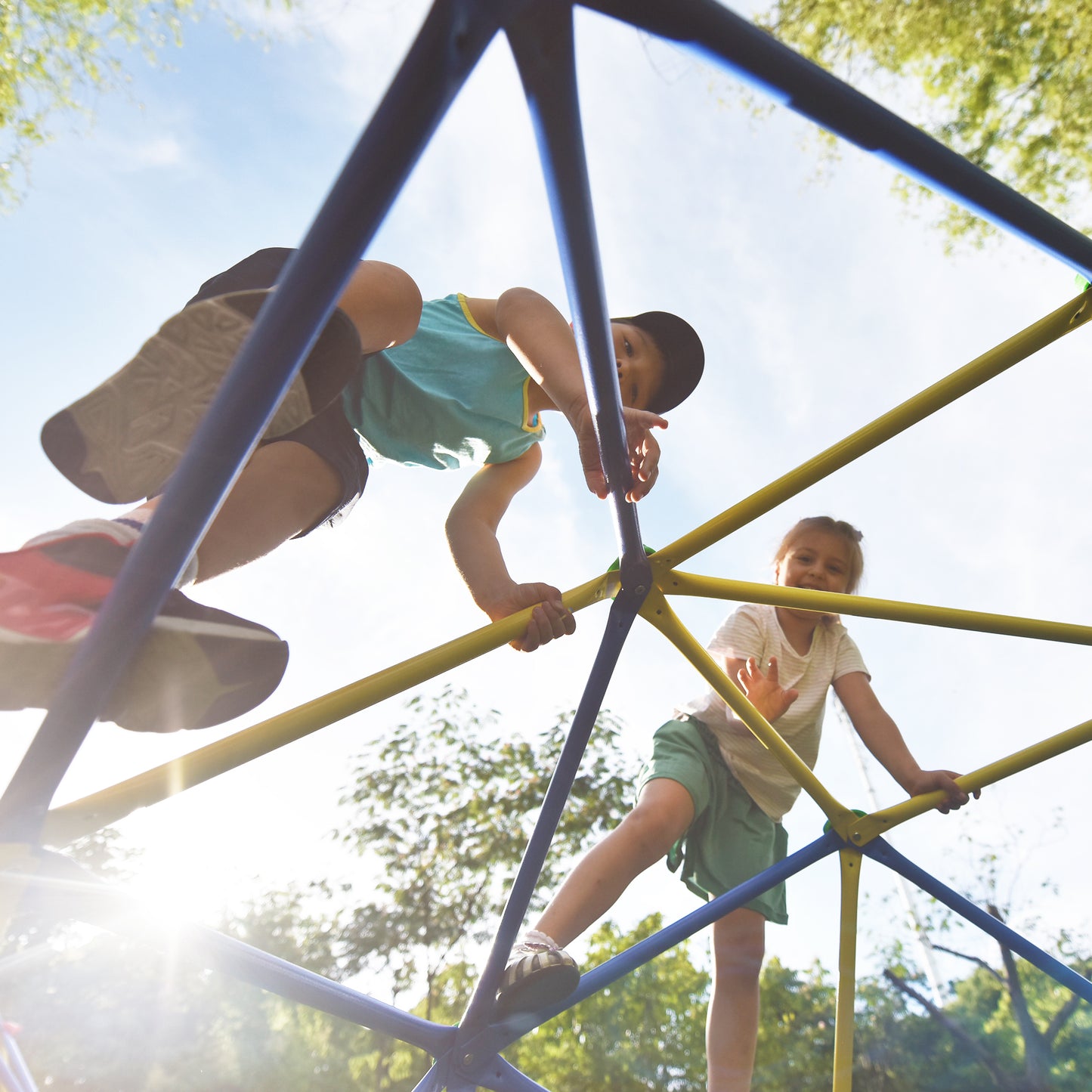 Children's Geometric Jungle Gym Dome Climber - 10 ft Playground Climbing Frame with Rust & UV Resistant Steel, Supports 1000 LBS