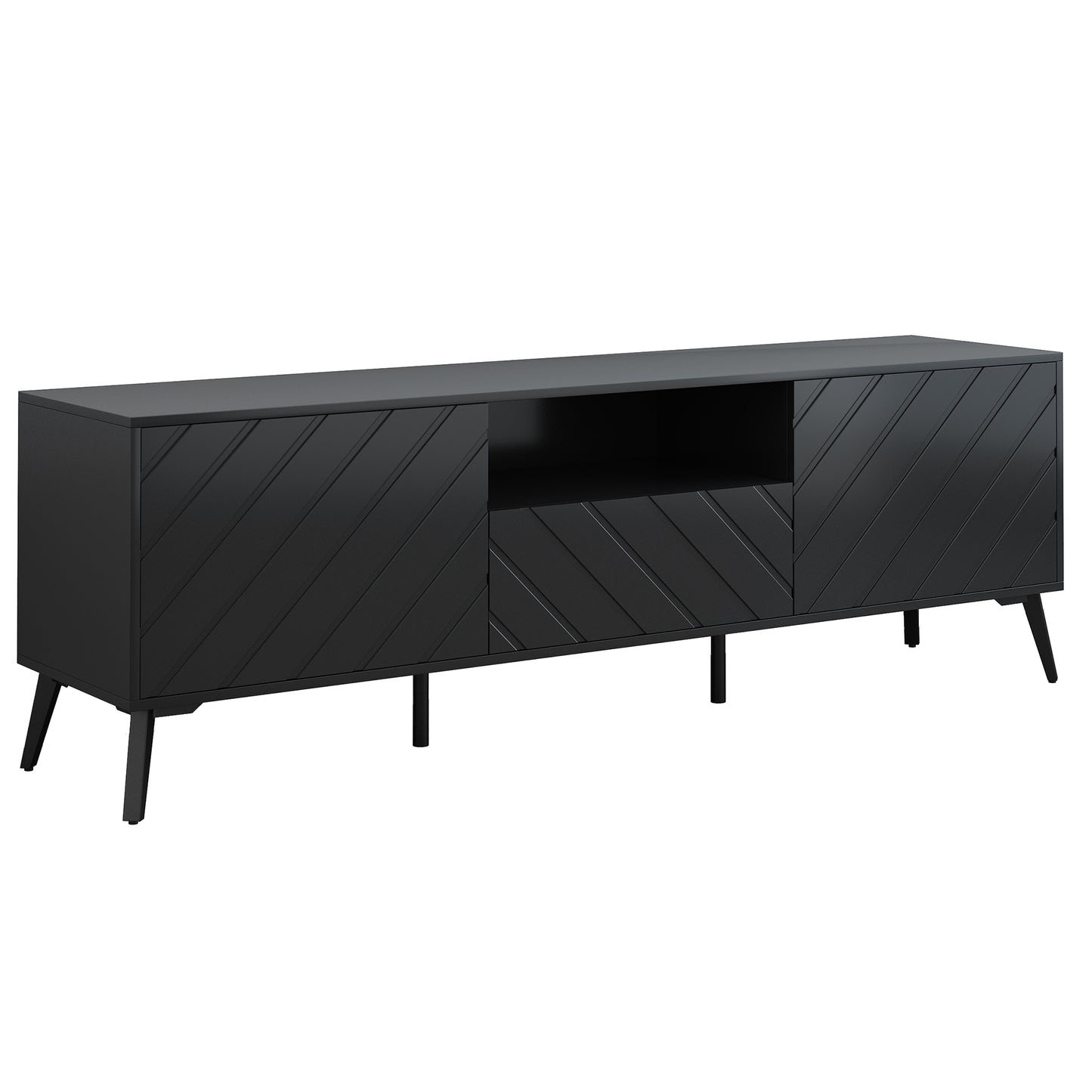 Sleek TV Console Stand with Adjustable Shelves and Drawer for Living Room