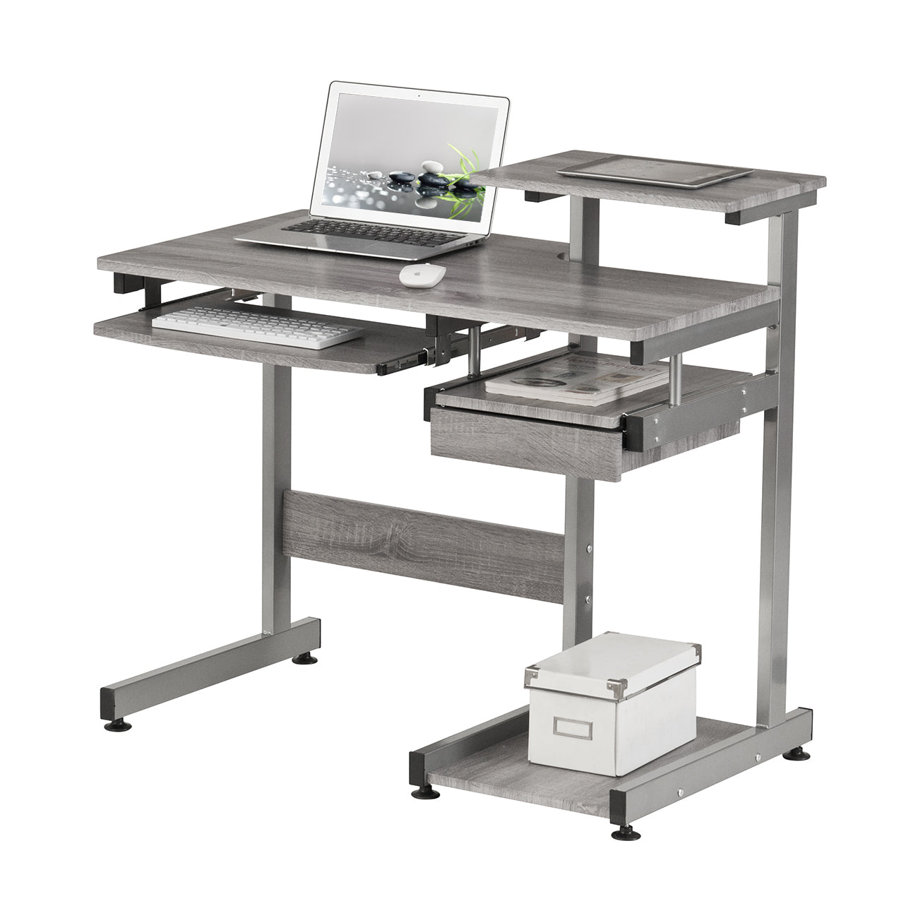 Techni Mobili Grey Computer Workstation Desk