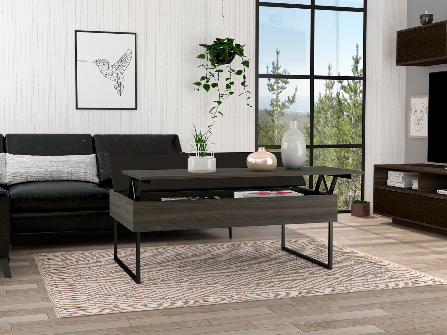 Suffolk Lift Top Coffee Table in Carbon Espresso - Stylish and Functional Piece for Your Living Space