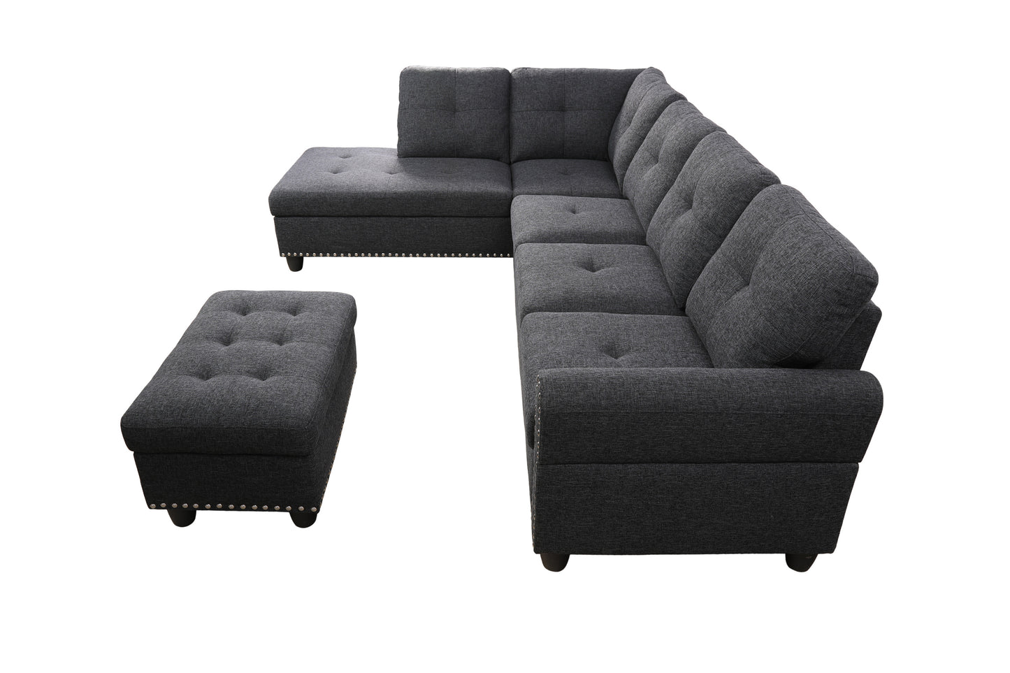 Alger 98" Wide Left Hand Facing Sofa & Chaise with Ottoman