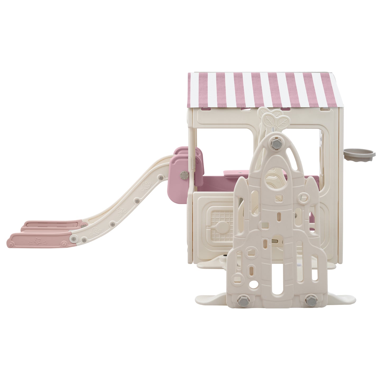 6-in-1 Toddler Swing and Slide Playset with Fairy House