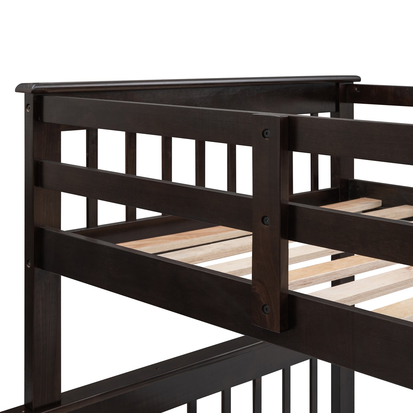 Stairway Twin-Over-Full Bunk Bed with Drawer and Storage in Espresso - Ultimate Sleeping Solution