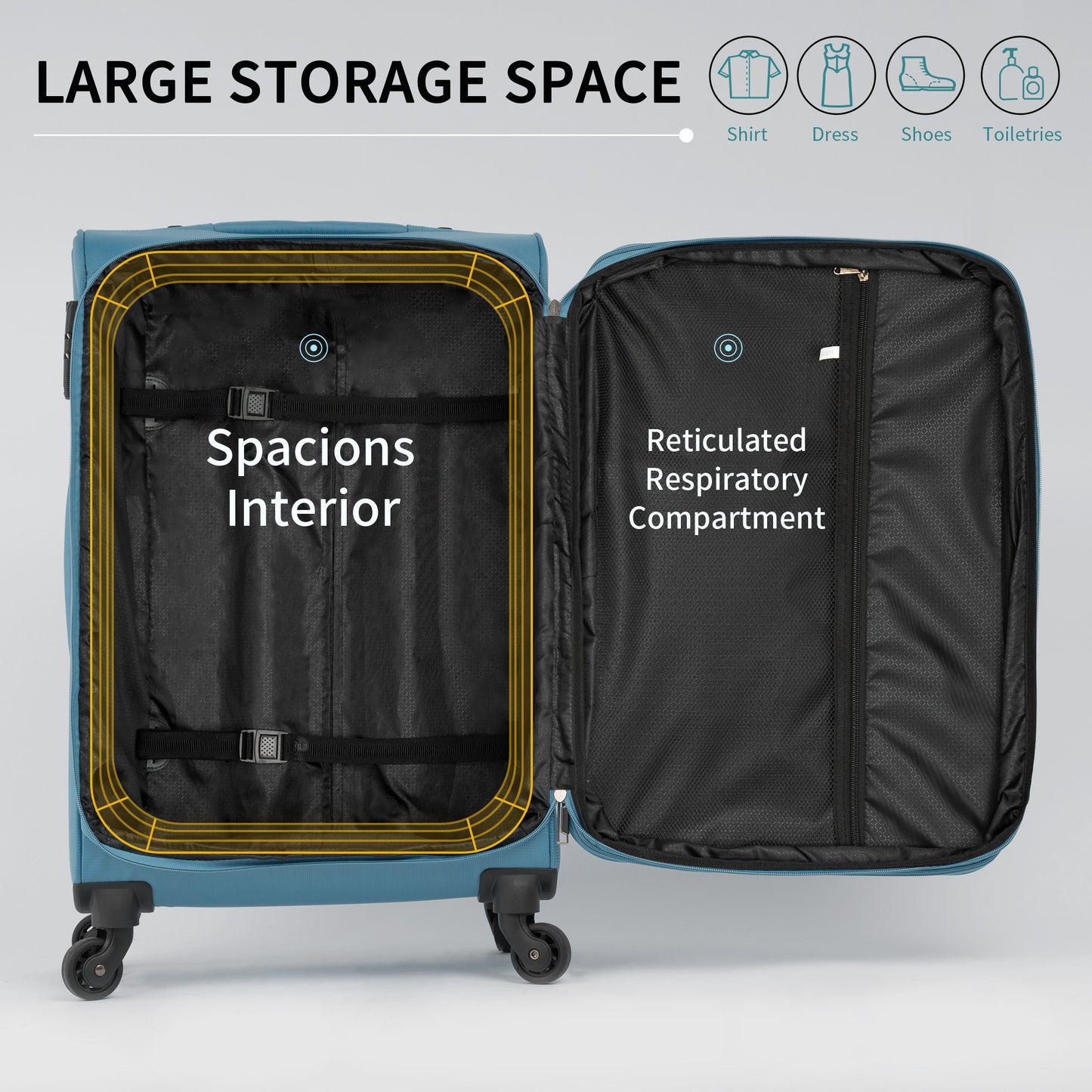 Softside Luggage Expandable 3 Piece Set Suitcase Upright Spinner Softshell Lightweight Luggage Travel Set