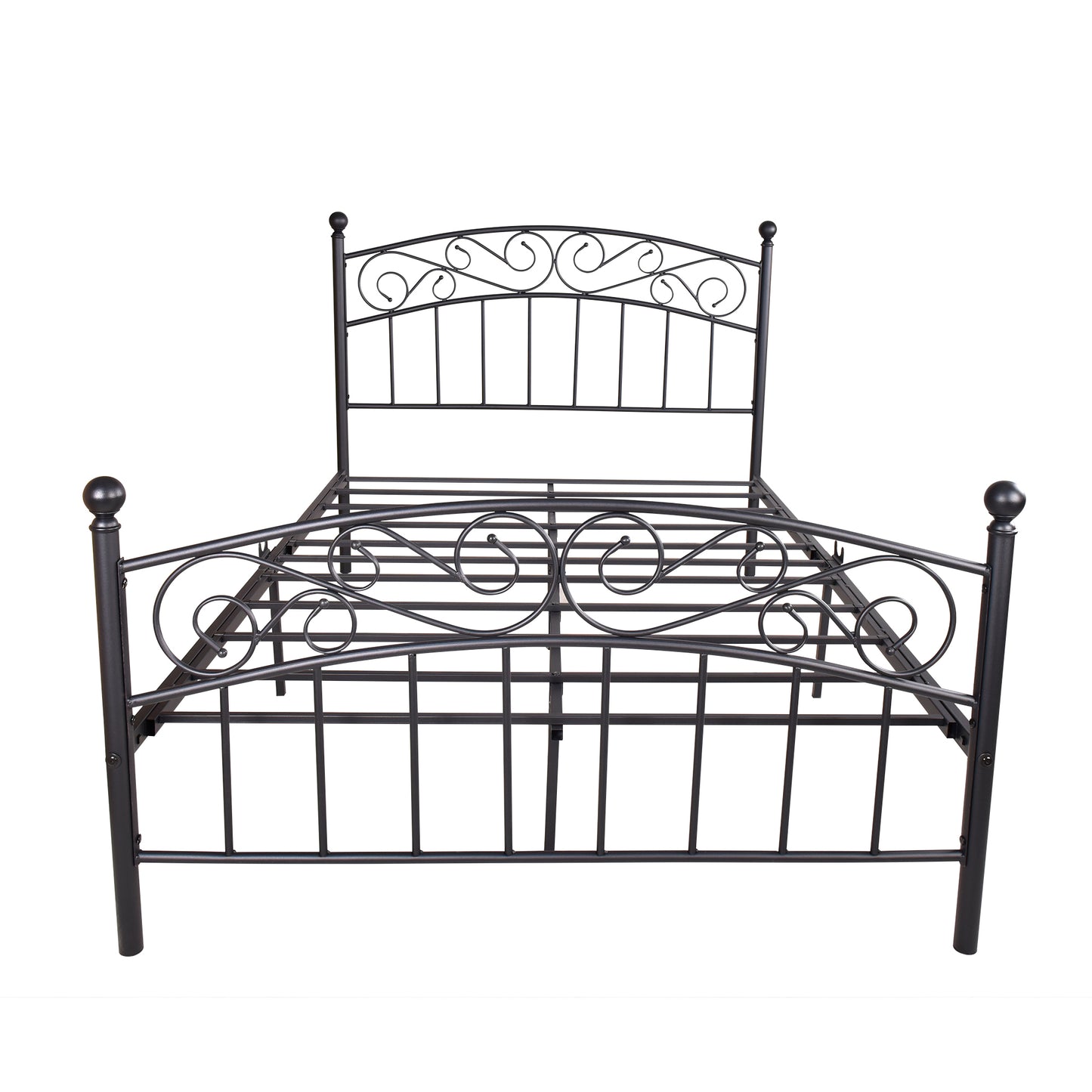 Metal bed frame platform  with headboard and footboard, heavy duty and quick assembly, Full Black