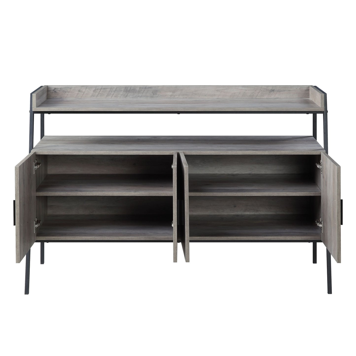 Samiya TV Stand with Industrial Gray Oak and Black Finish