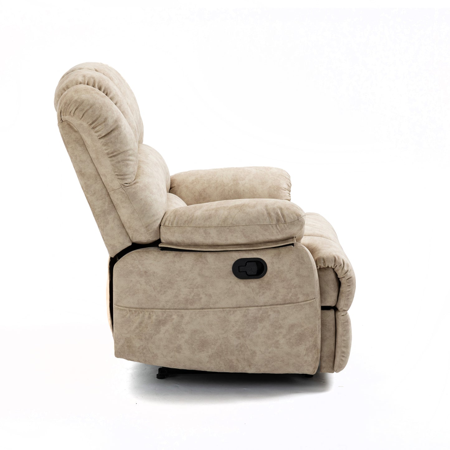 Large Beige Fabric Recliner Chair with Manual Control for Maximum Comfort in the Living Room