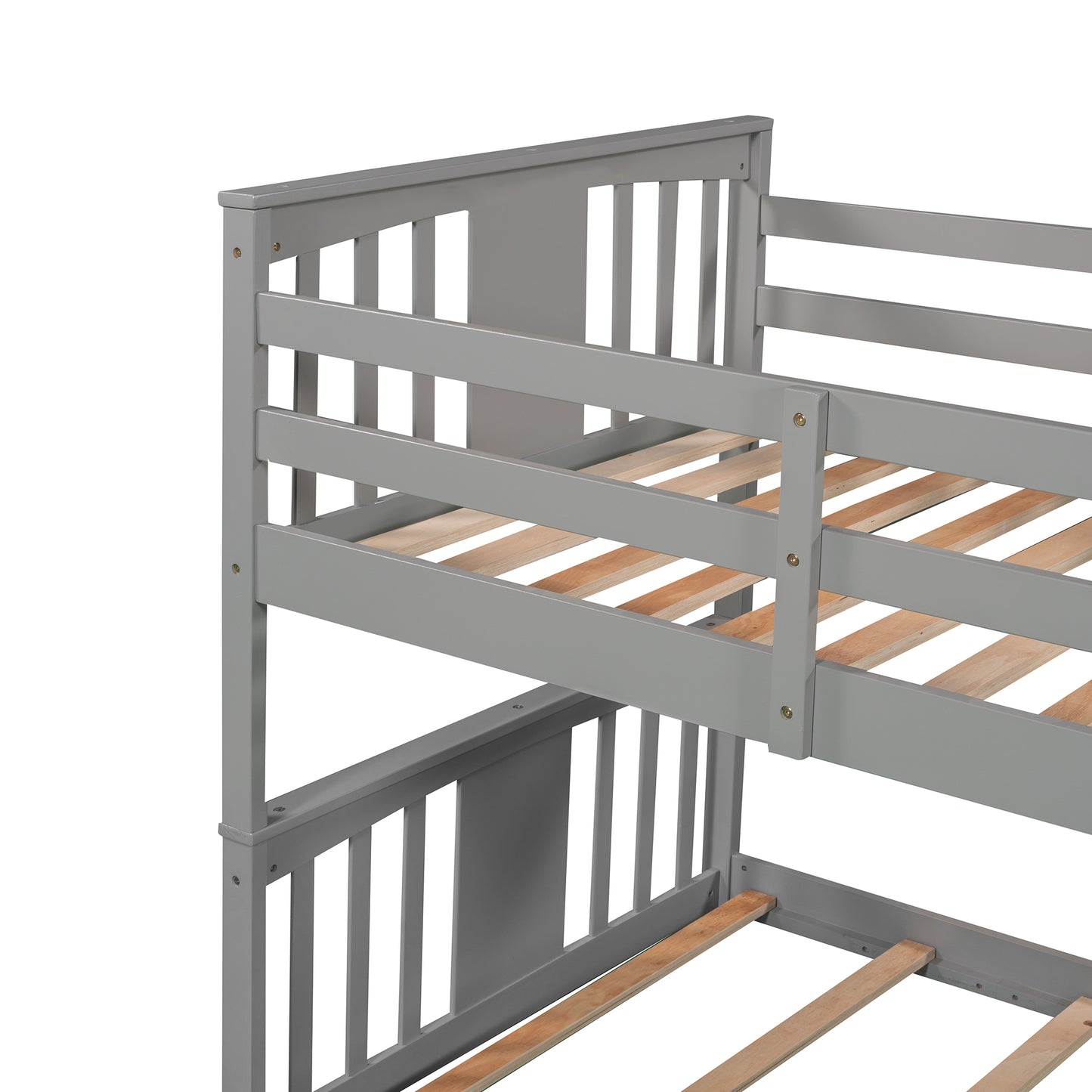 Gray Twin Bunk Bed with Built-in Ladder