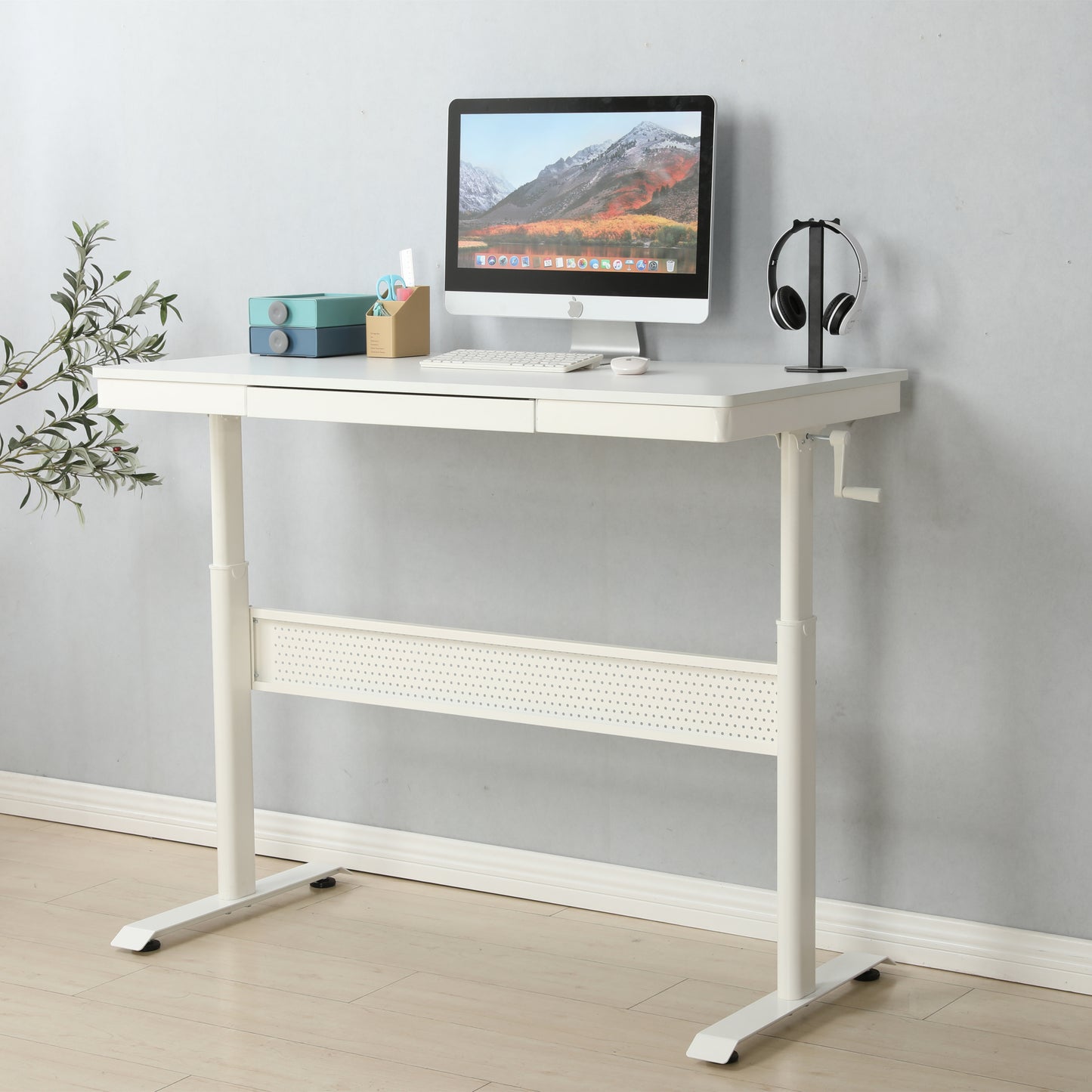 Adjustable Home Office Standing Desk with Storage Drawer