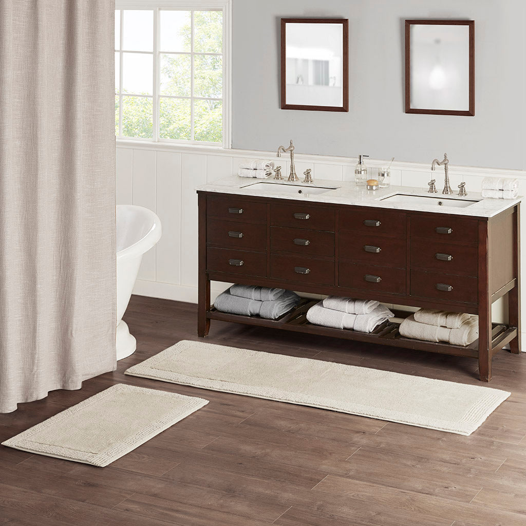 Sumptuous Reversible Cotton Bath Rug with Plush 3000 GSM Texture