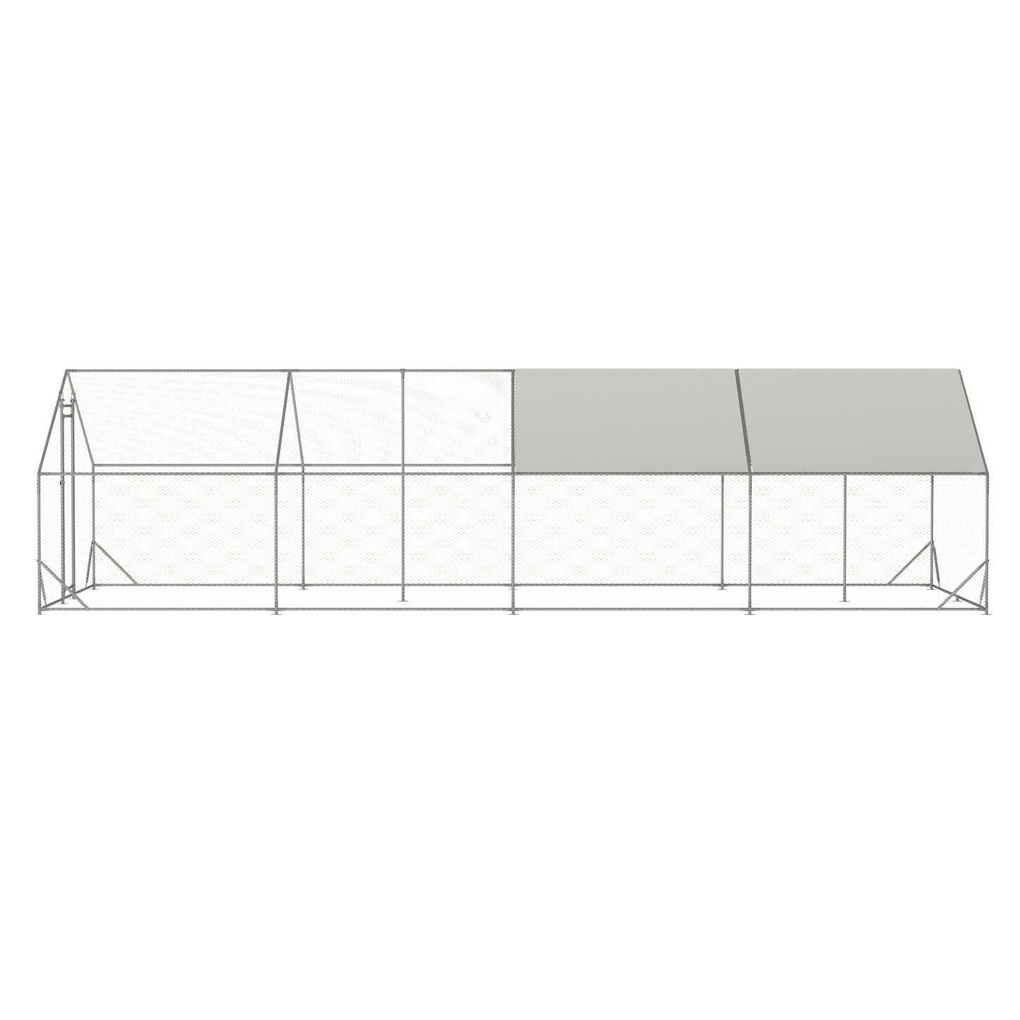 Large Metal Chicken Coop, Walk-in Chicken Run,Galvanized Wire Poultry Chicken Hen Pen Cage, Rabbits Duck Cages with Waterproof and Anti-Ultraviolet Cover for Outside(10' L x 26' W x 6.56' H)