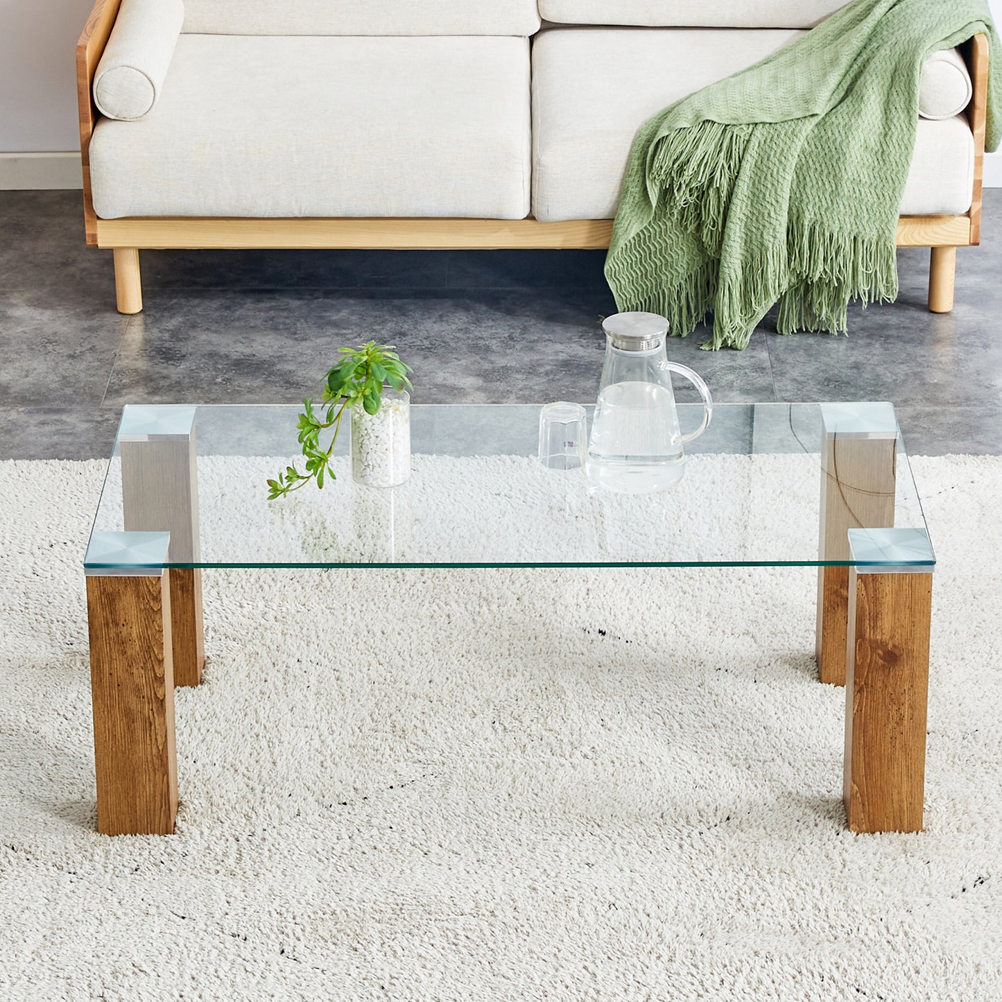 Elegant Glass Coffee Table with Durable MDF Legs - Stylish Combination of Sophistication and Strength